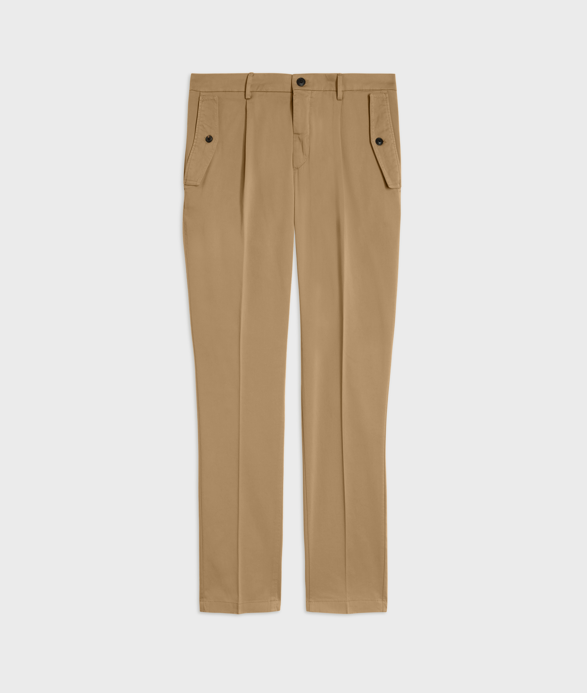 light brown chino with flap pockets in solid colour cotton and elastane fabric - Trousers - Pal Zileri | Official Website