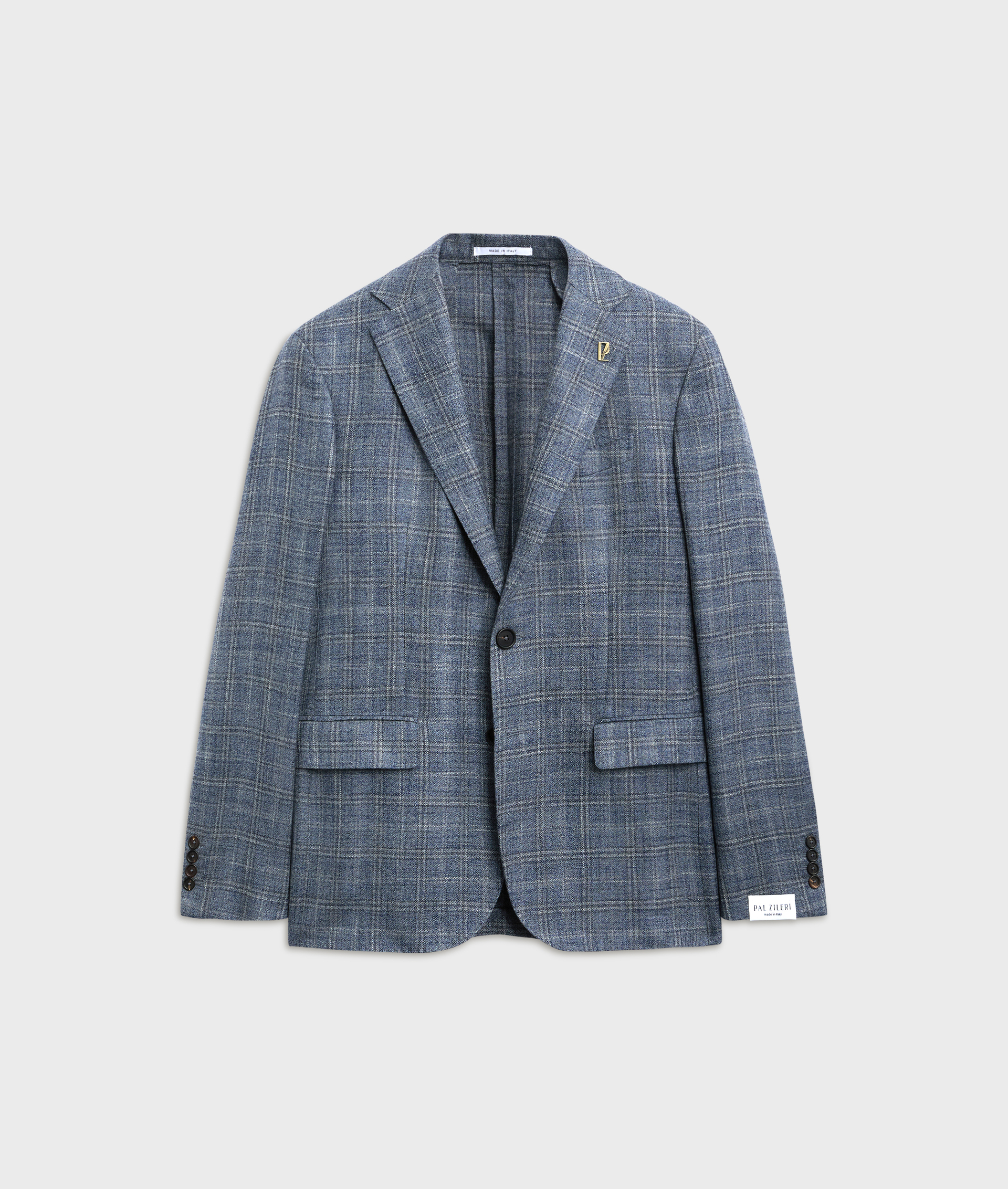 blazer brera unlined with peak lapels in blue melange wool | Pal Zileri
