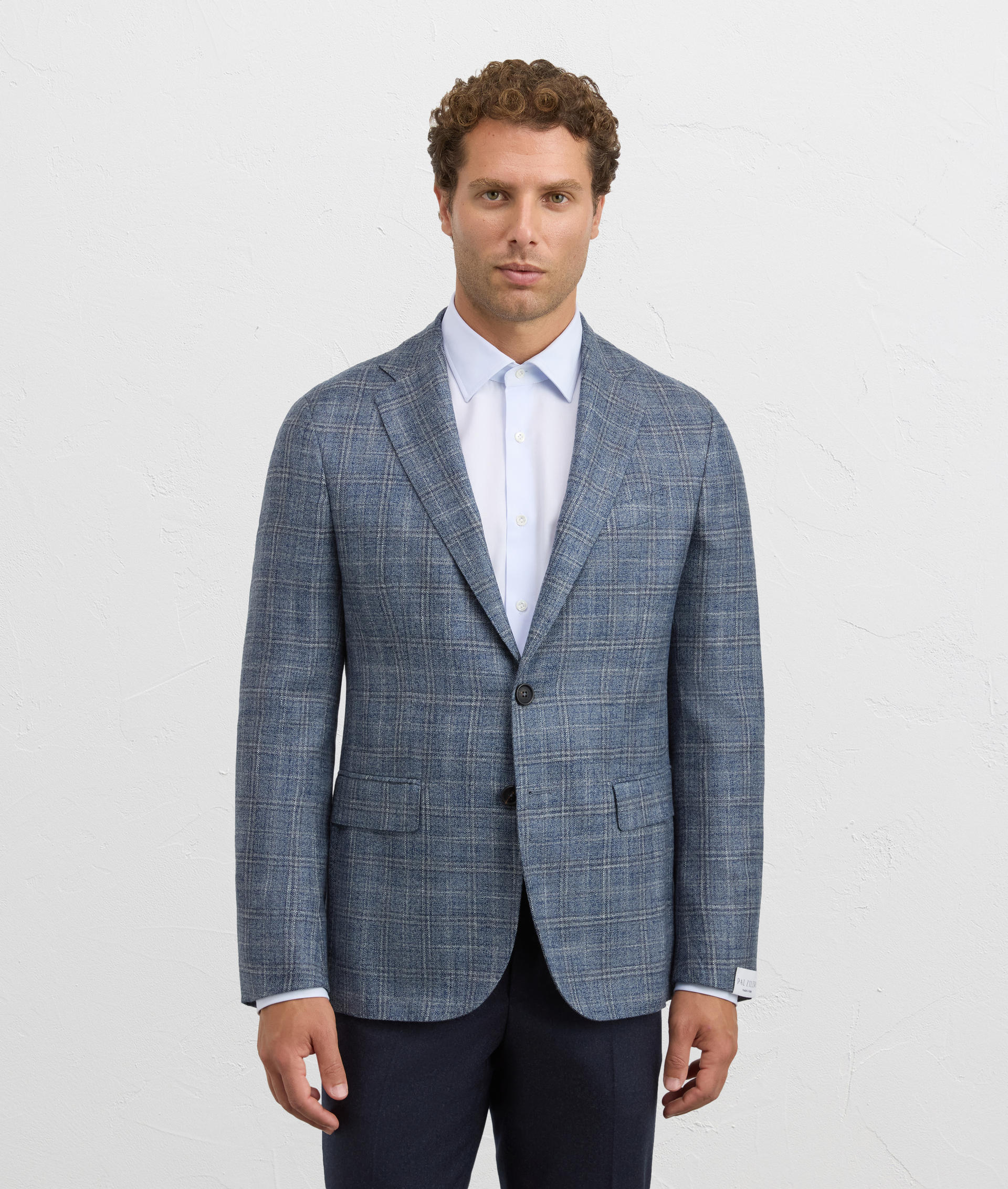 blazer brera unlined with peak lapels in blue melange wool | Pal Zileri