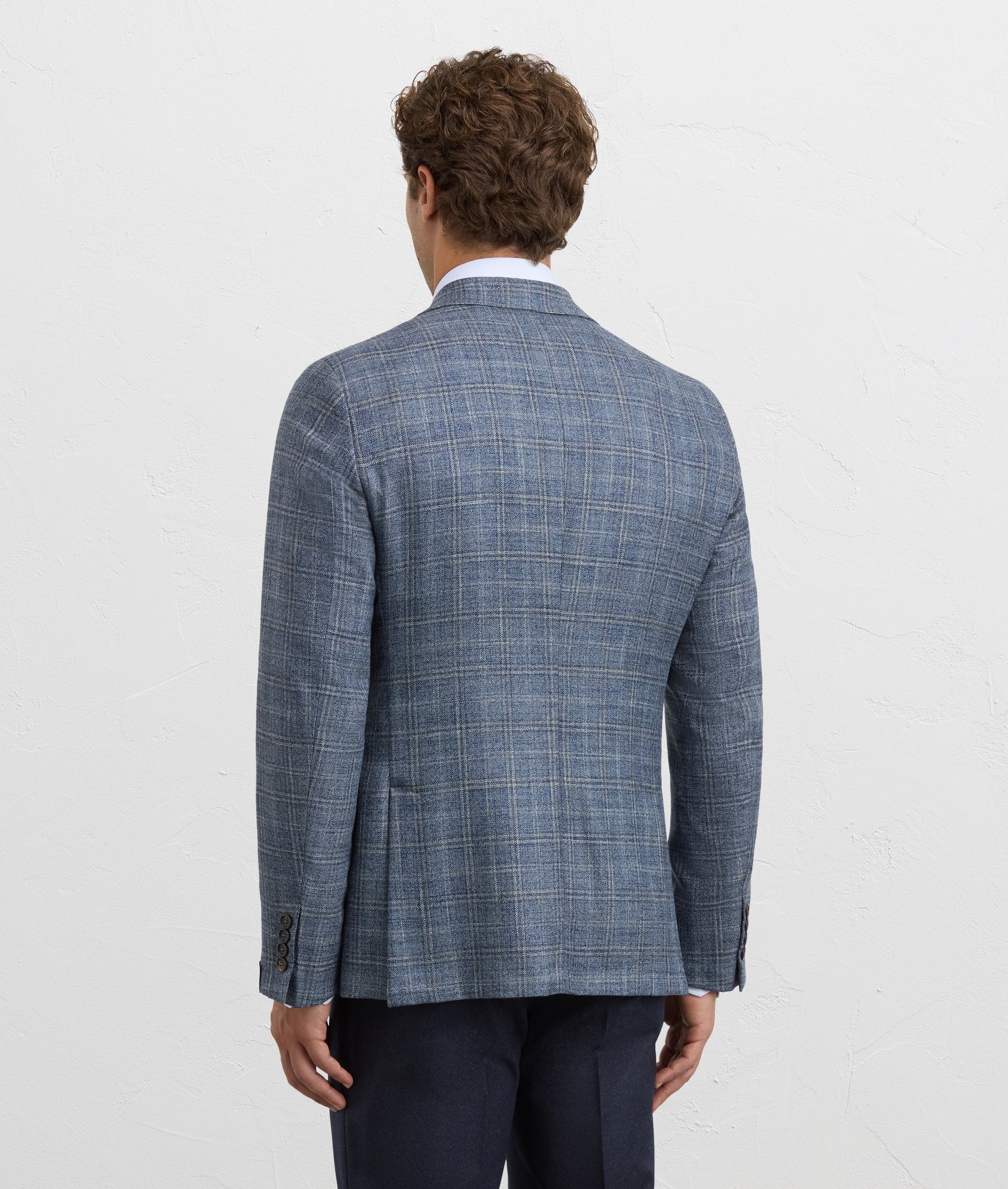 blazer brera unlined with peak lapels in blue melange wool | Pal Zileri