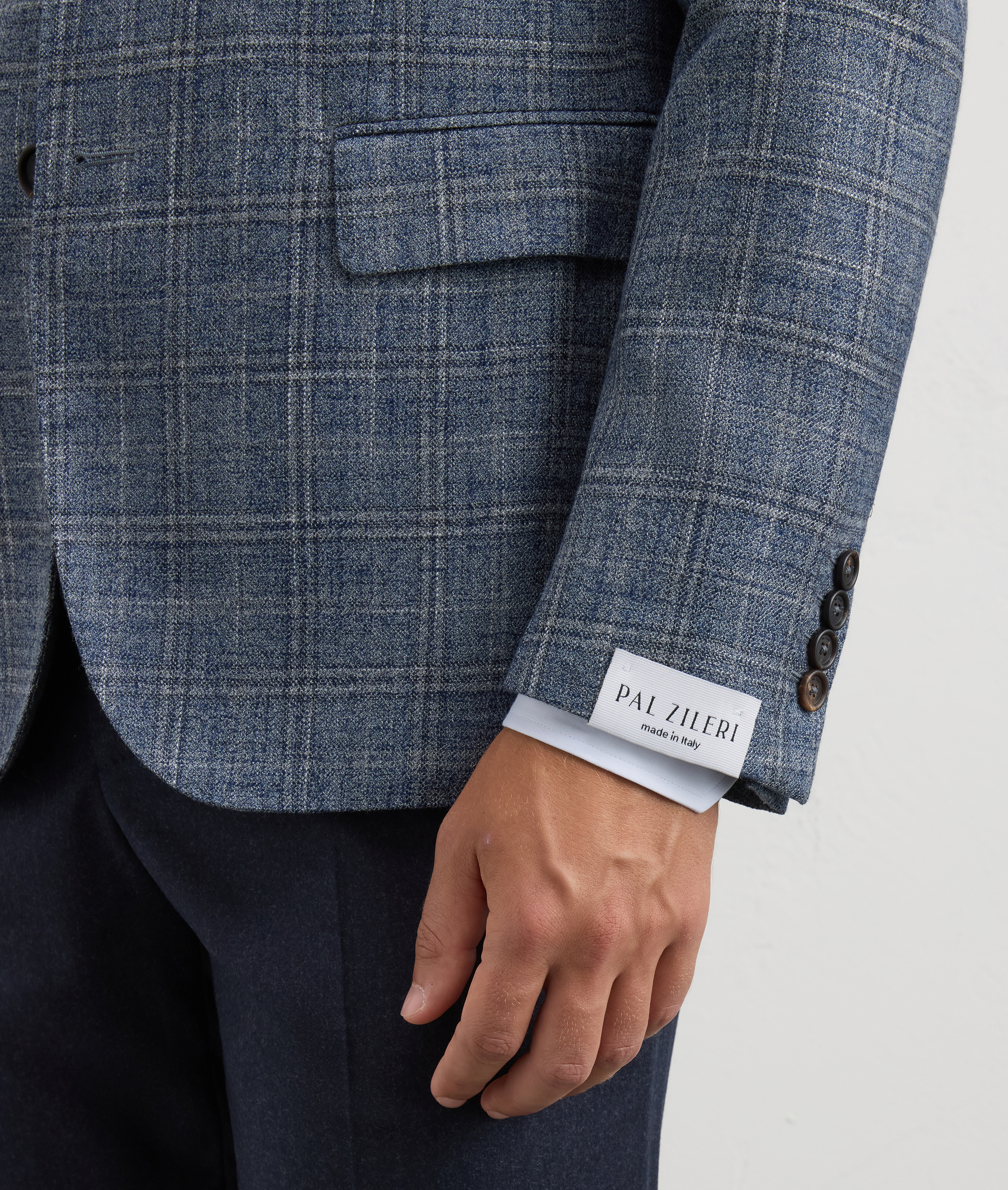 blazer brera unlined with peak lapels in blue melange wool | Pal Zileri
