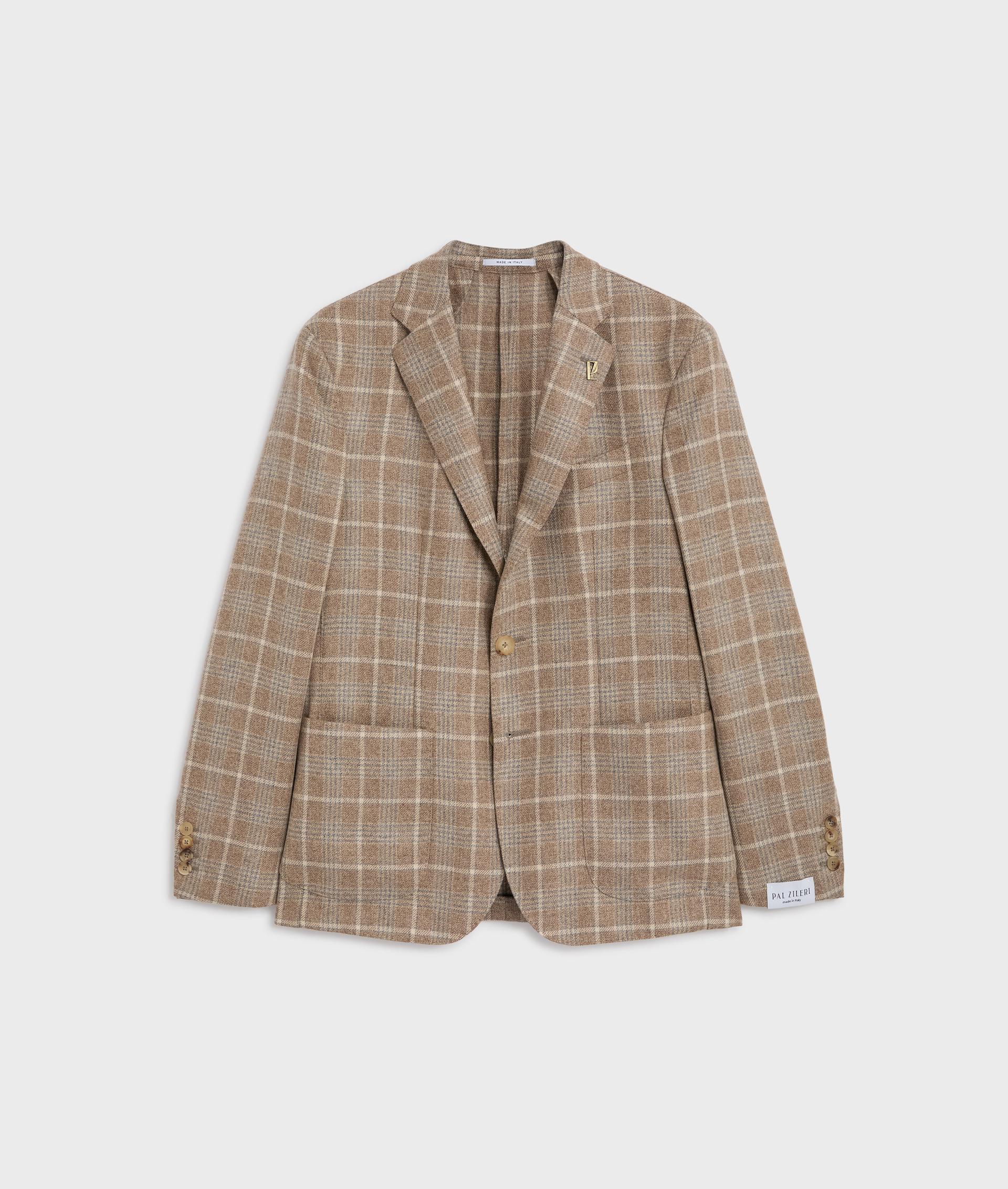 giacca brera con rever a lancia in cashmere pettinato a quadri marrone chiaro - Abiti e Giacche - Pal Zileri | Official Website