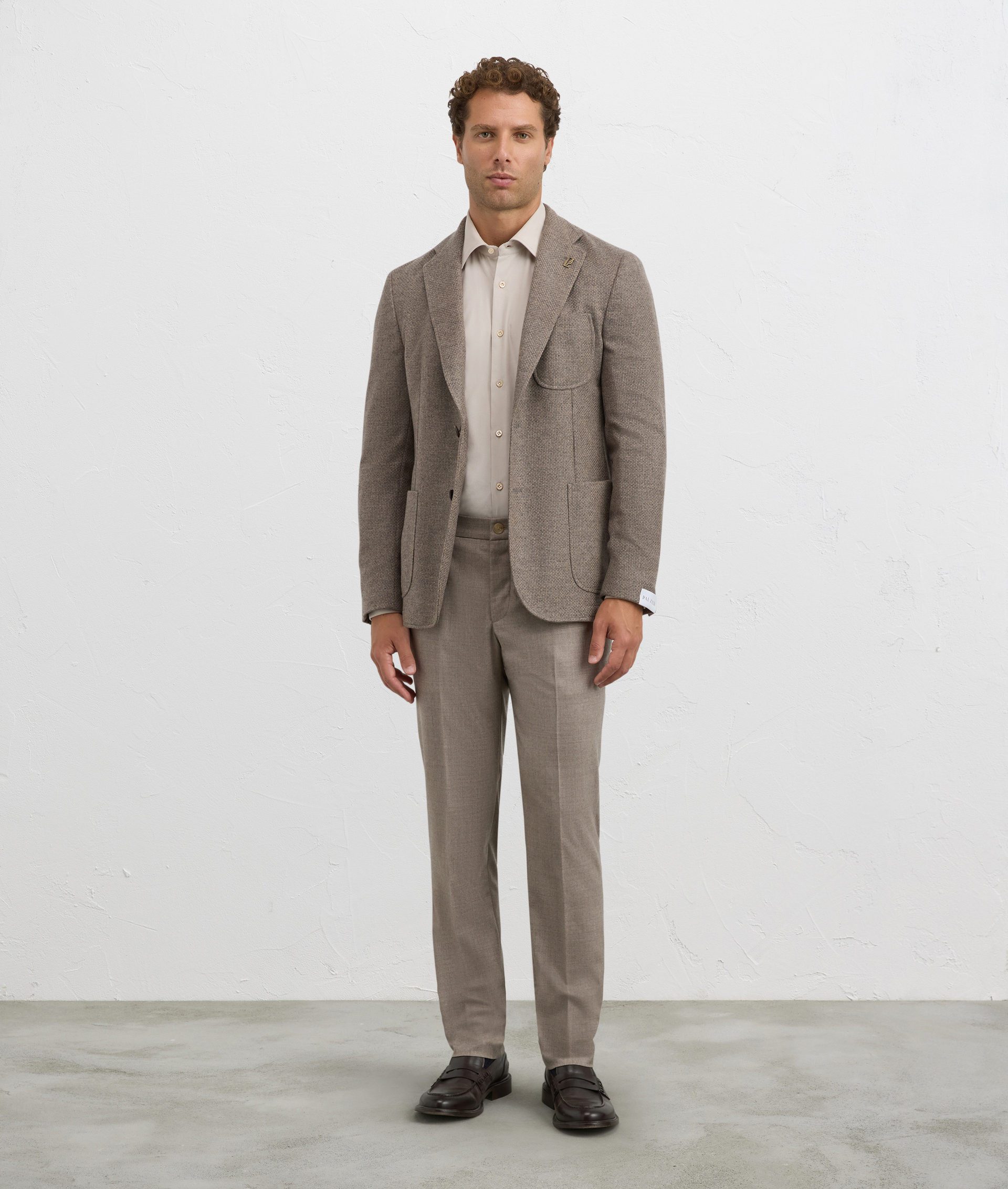 blazer brera unlined with peak lapels in light brown cashmere and wool | Pal Zileri