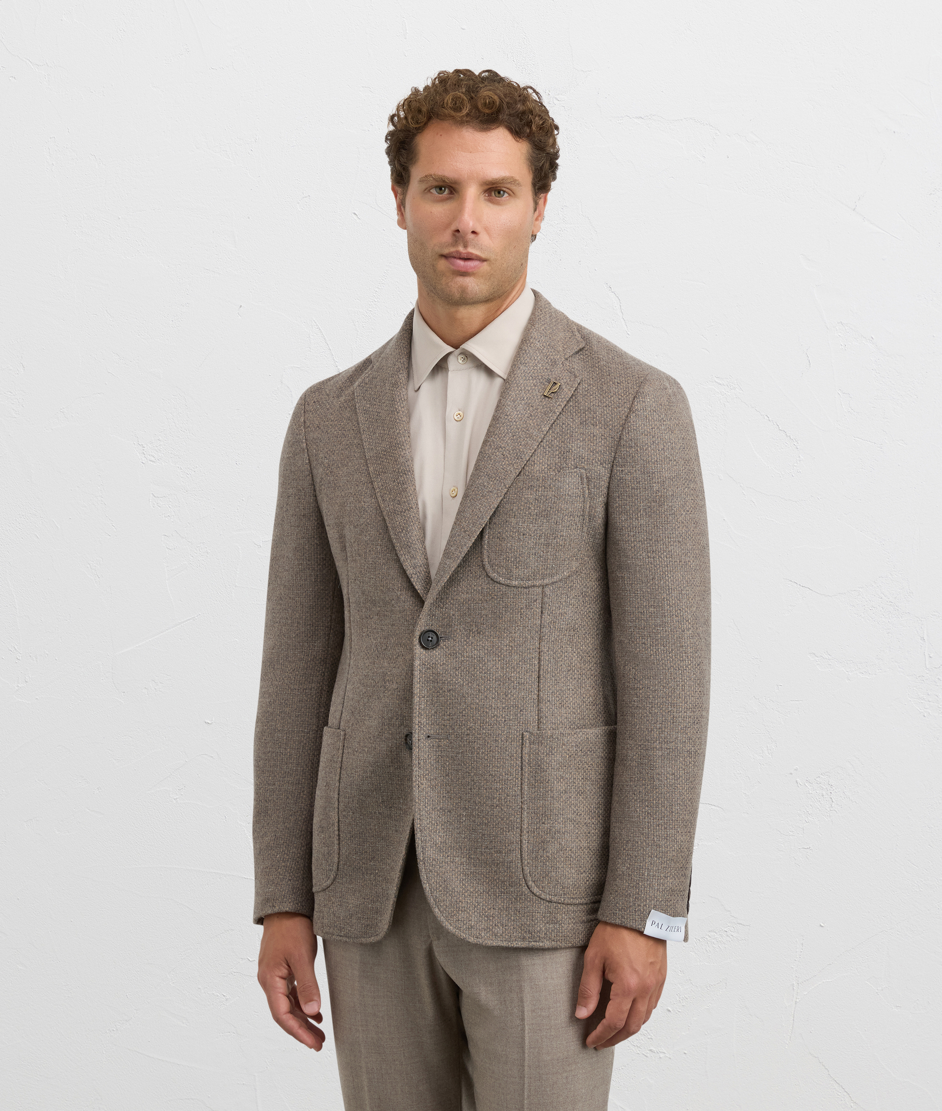 blazer brera unlined with peak lapels in light brown cashmere and wool | Pal Zileri