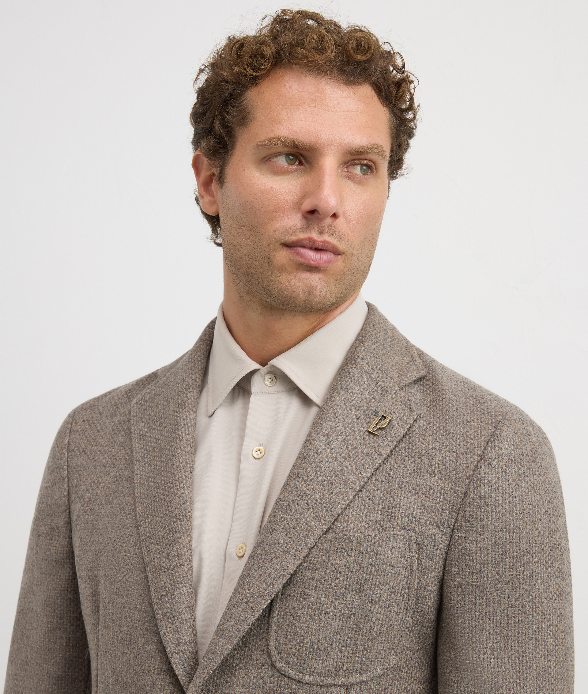 blazer brera unlined with peak lapels in light brown cashmere and wool | Pal Zileri