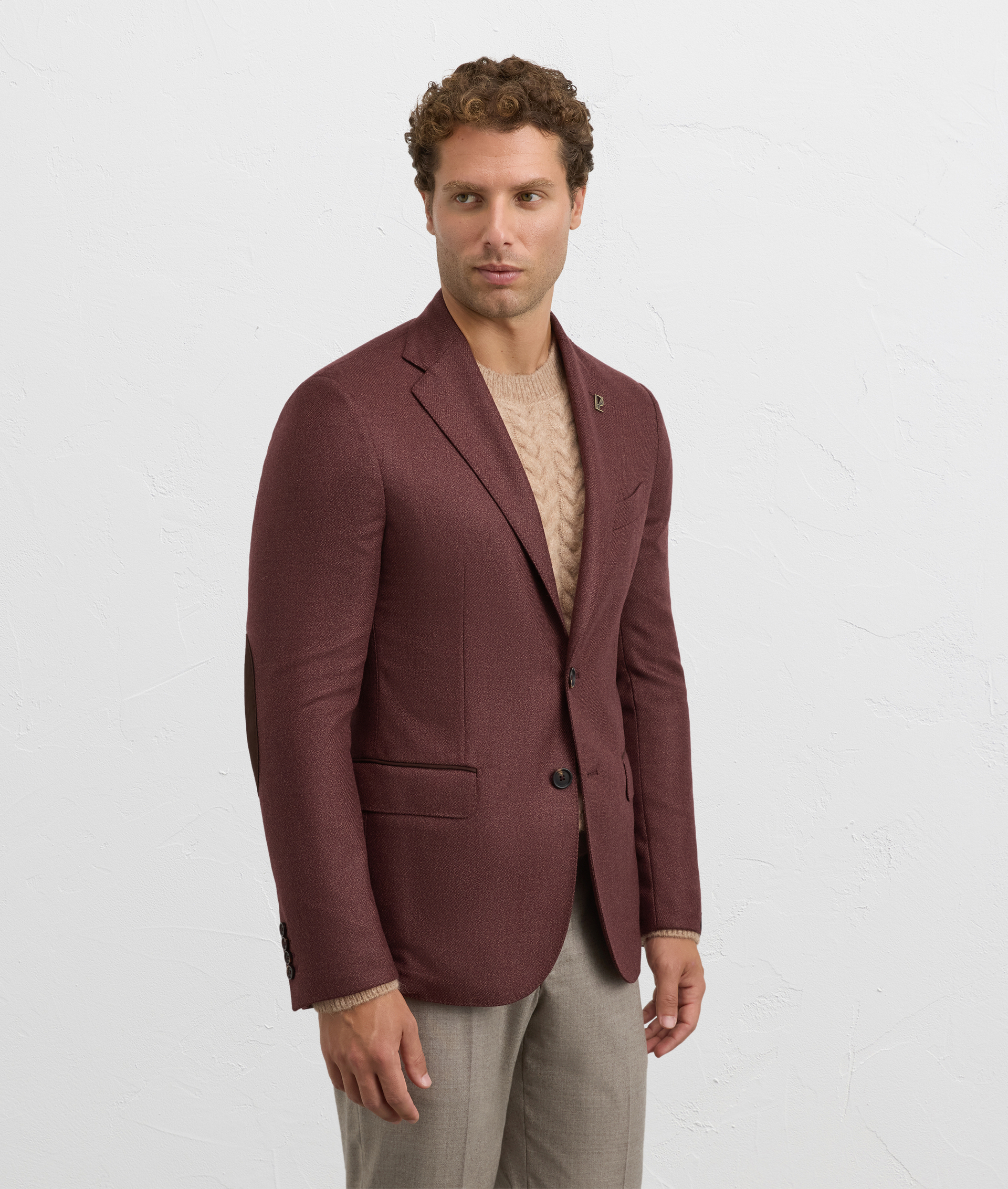 blazer brera single breasted unlined with peak lapels in burgundy wool and silk | Pal Zileri