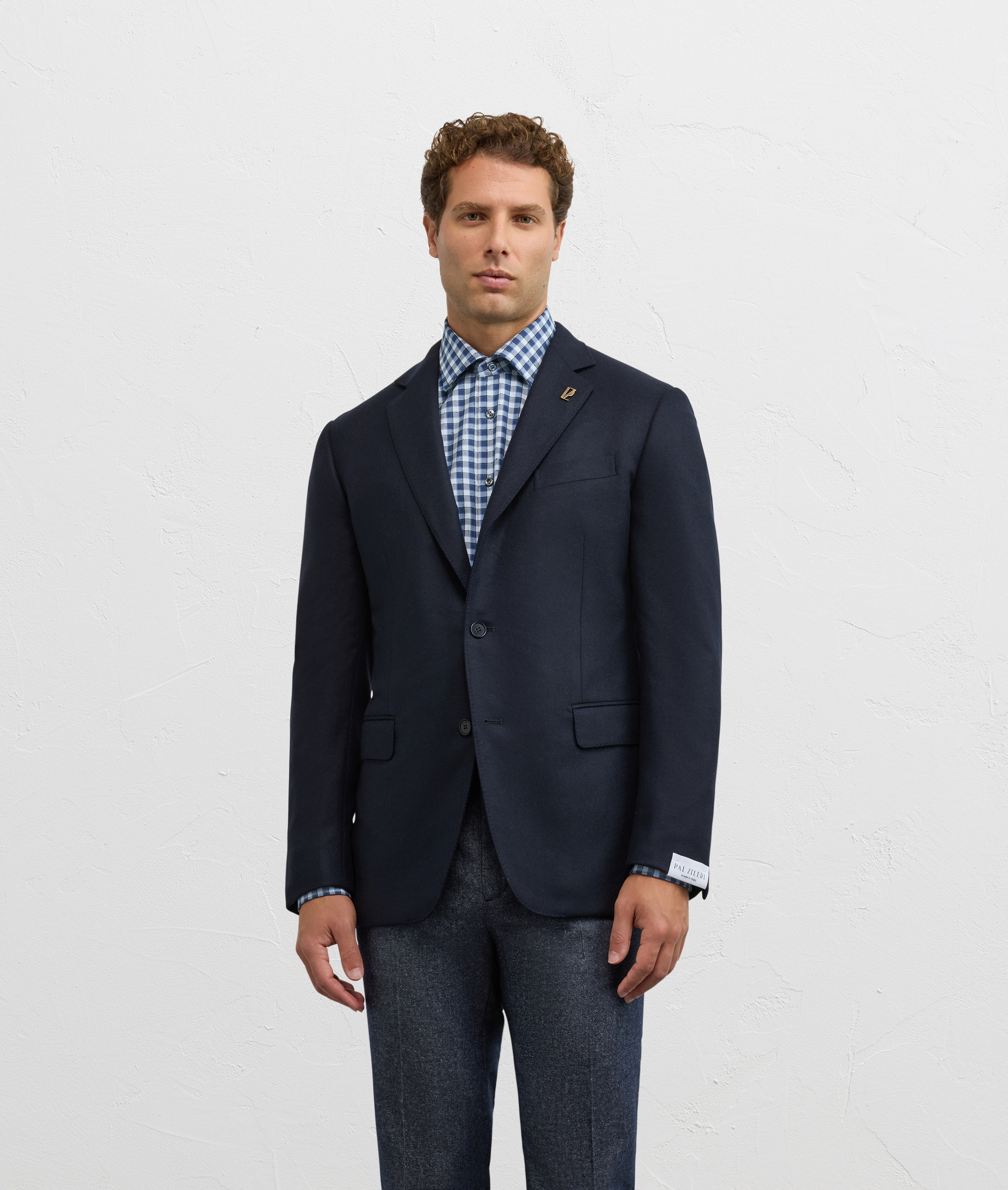 single breasted vicenza two button jacket in blue cotton - Pal Zileri | Official Website