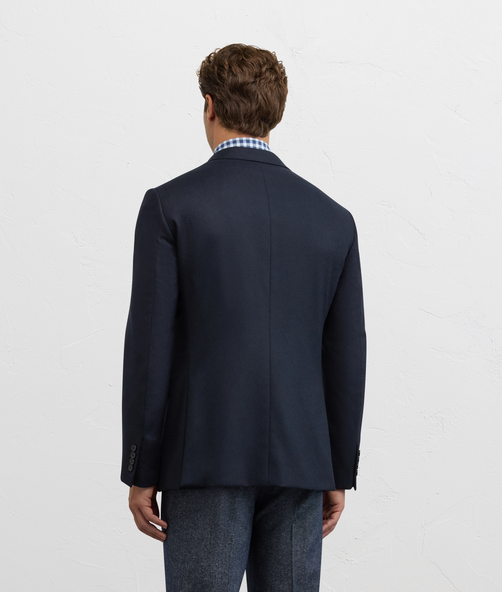 single breasted vicenza two button jacket in blue cotton - Pal Zileri | Official Website