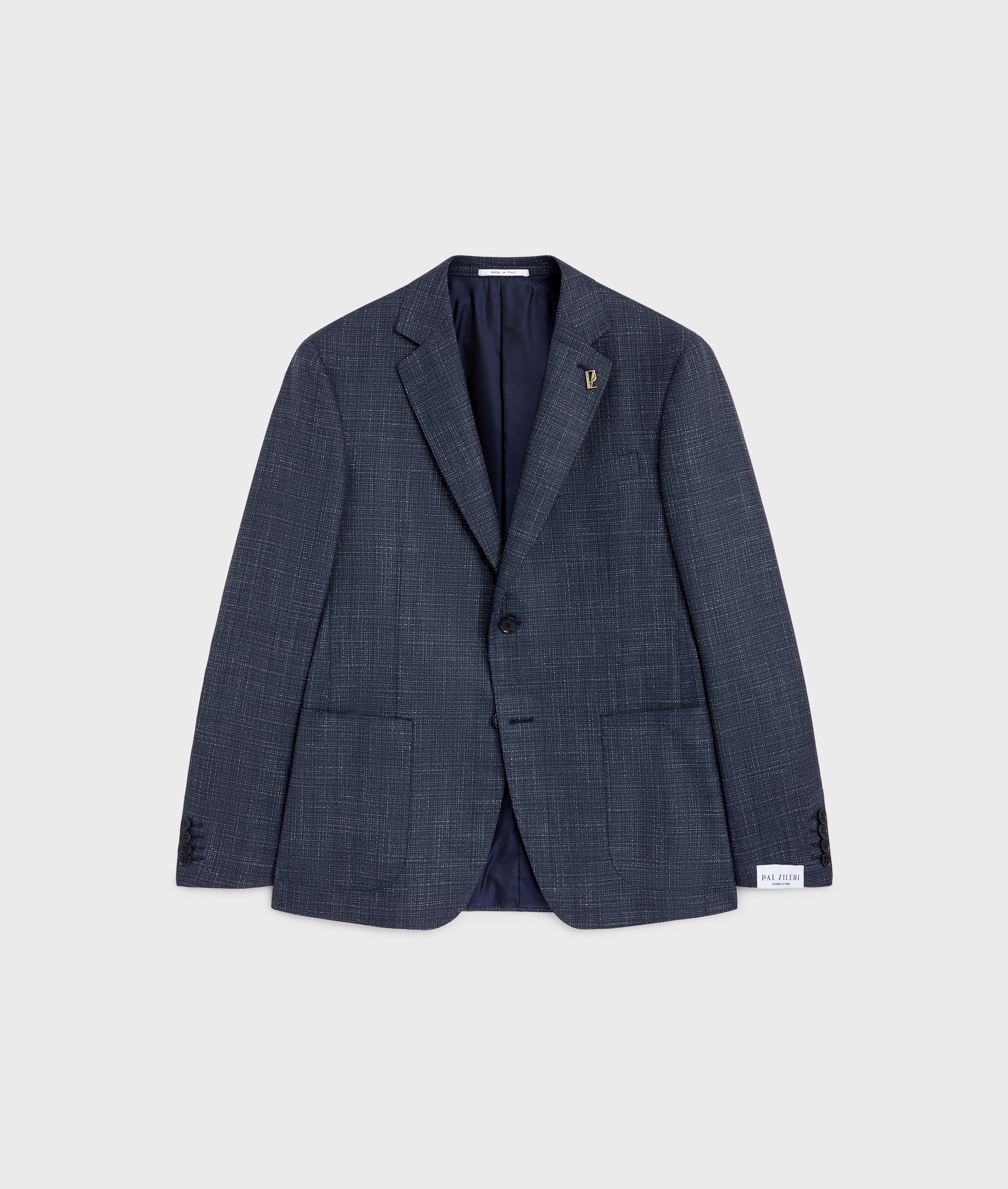 navy blue single breasted jacket with two buttons and patch pockets, fully lined - Suits and Blazers - Pal Zileri | Official Website