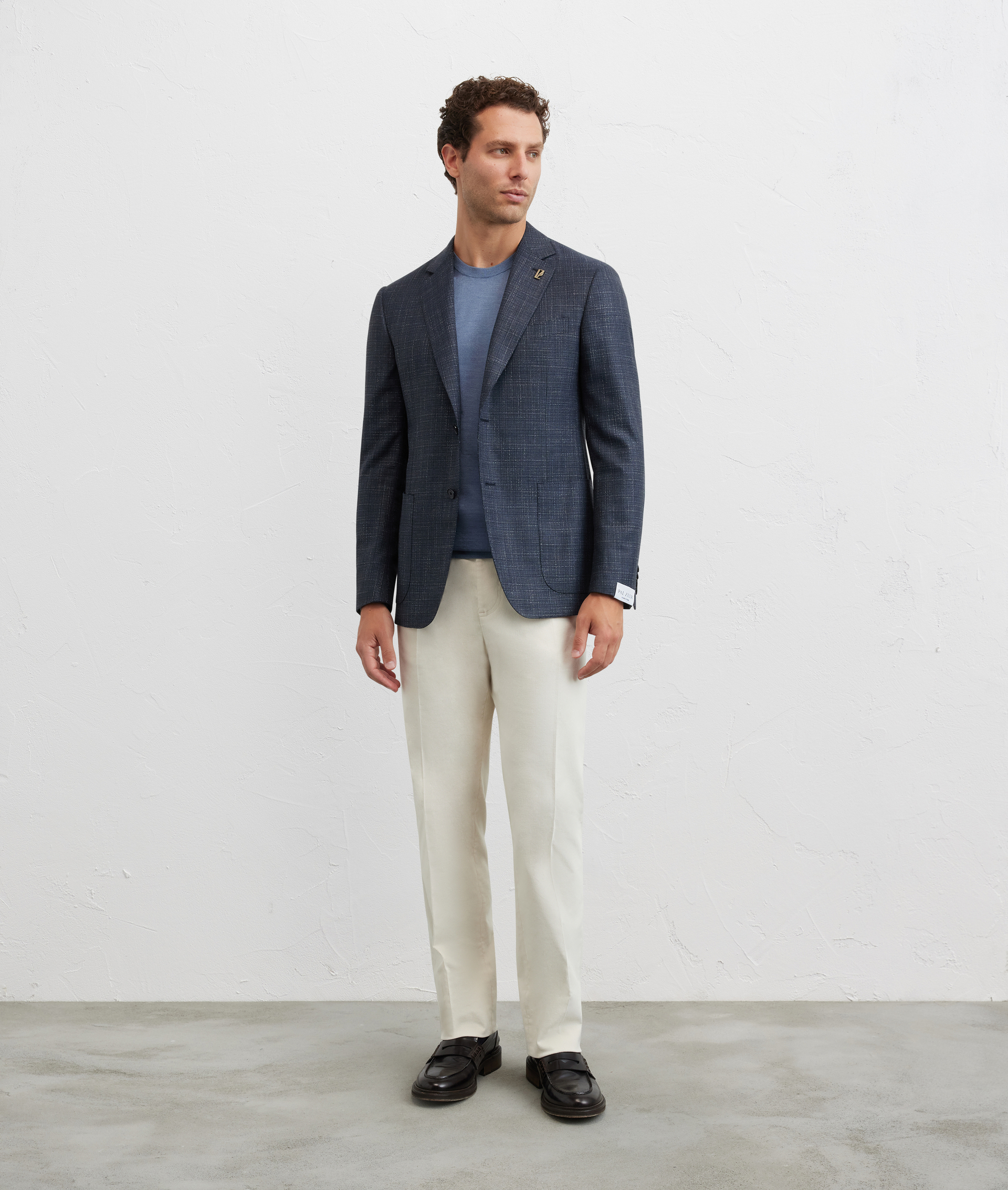 navy blue single breasted jacket with two buttons and patch pockets, fully lined - Suits and Blazers - Pal Zileri | Official Website