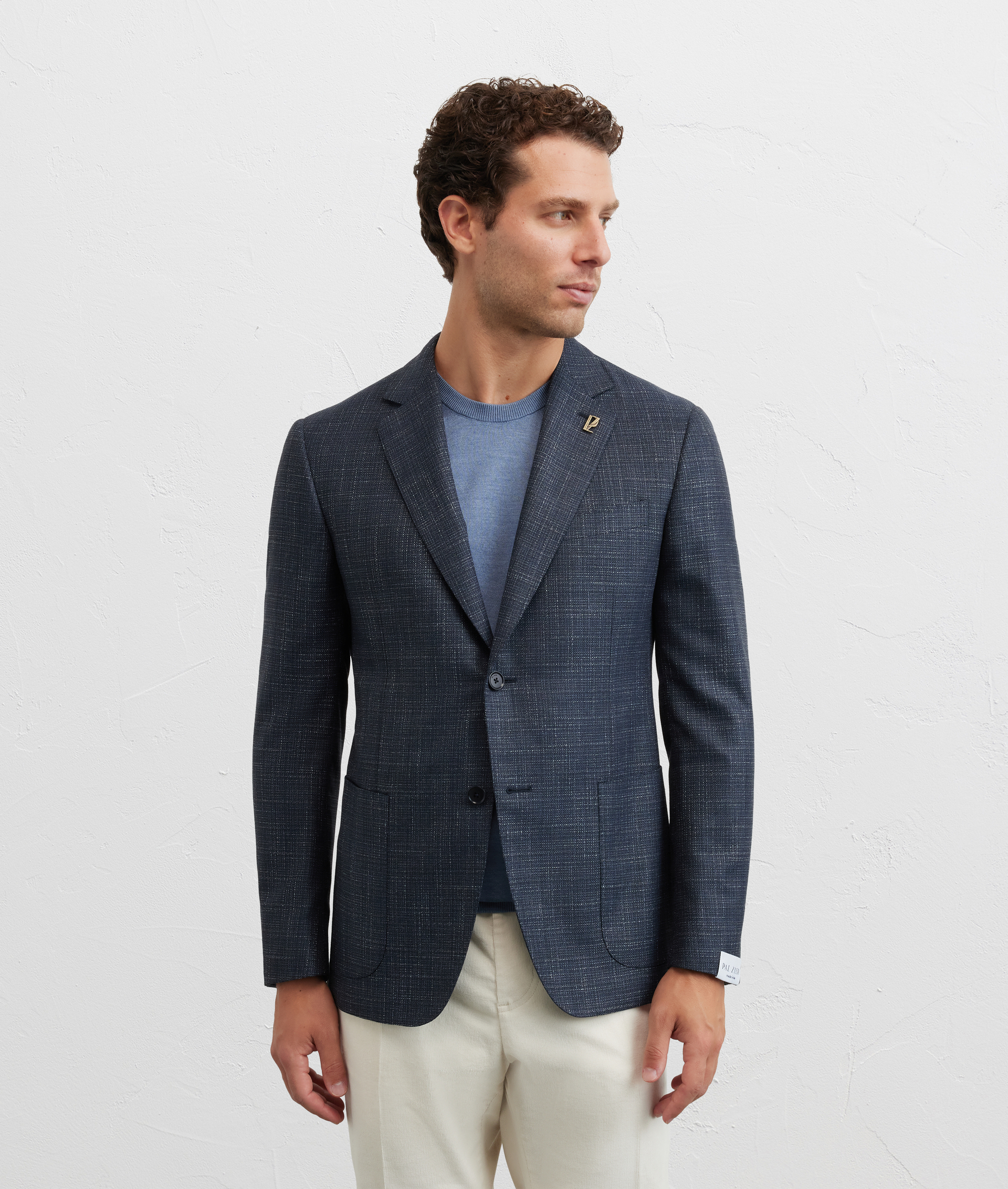 navy blue single breasted jacket with two buttons and patch pockets, fully lined - Pal Zileri | Official Website