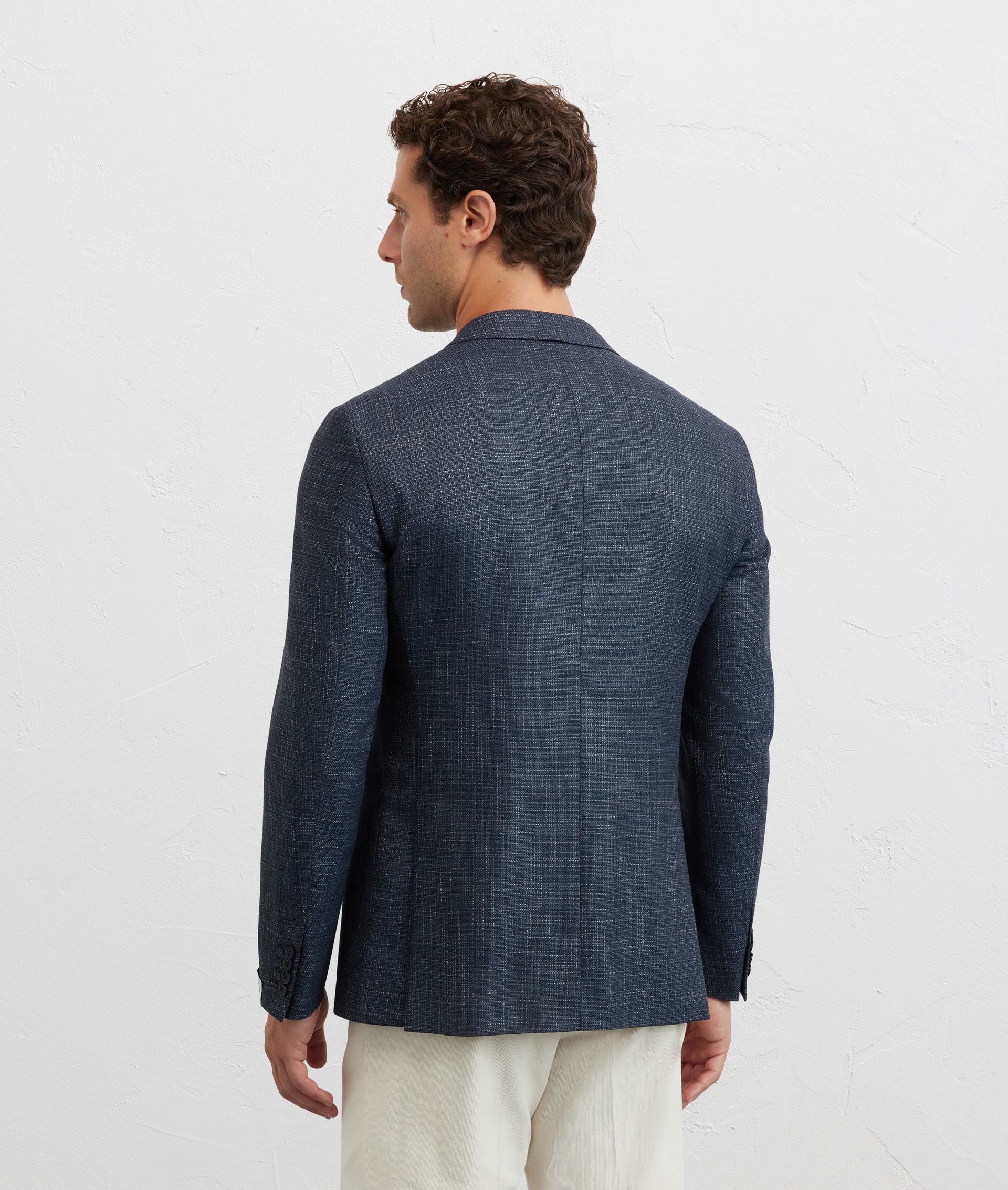 navy blue single breasted jacket with two buttons and patch pockets, fully lined - Pal Zileri | Official Website