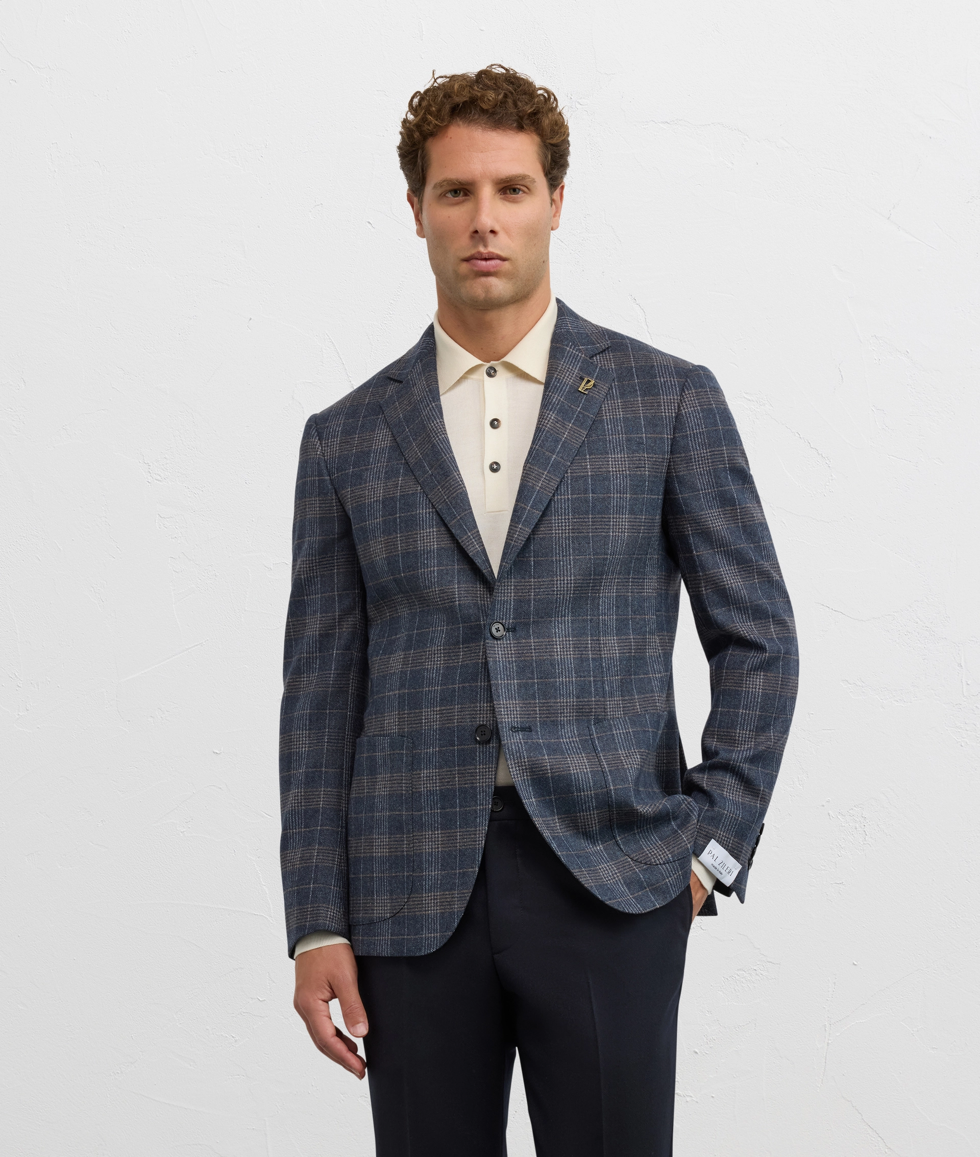 navy blue single breasted jacket with two buttons and patch pockets, fully lined - Pal Zileri | Official Website