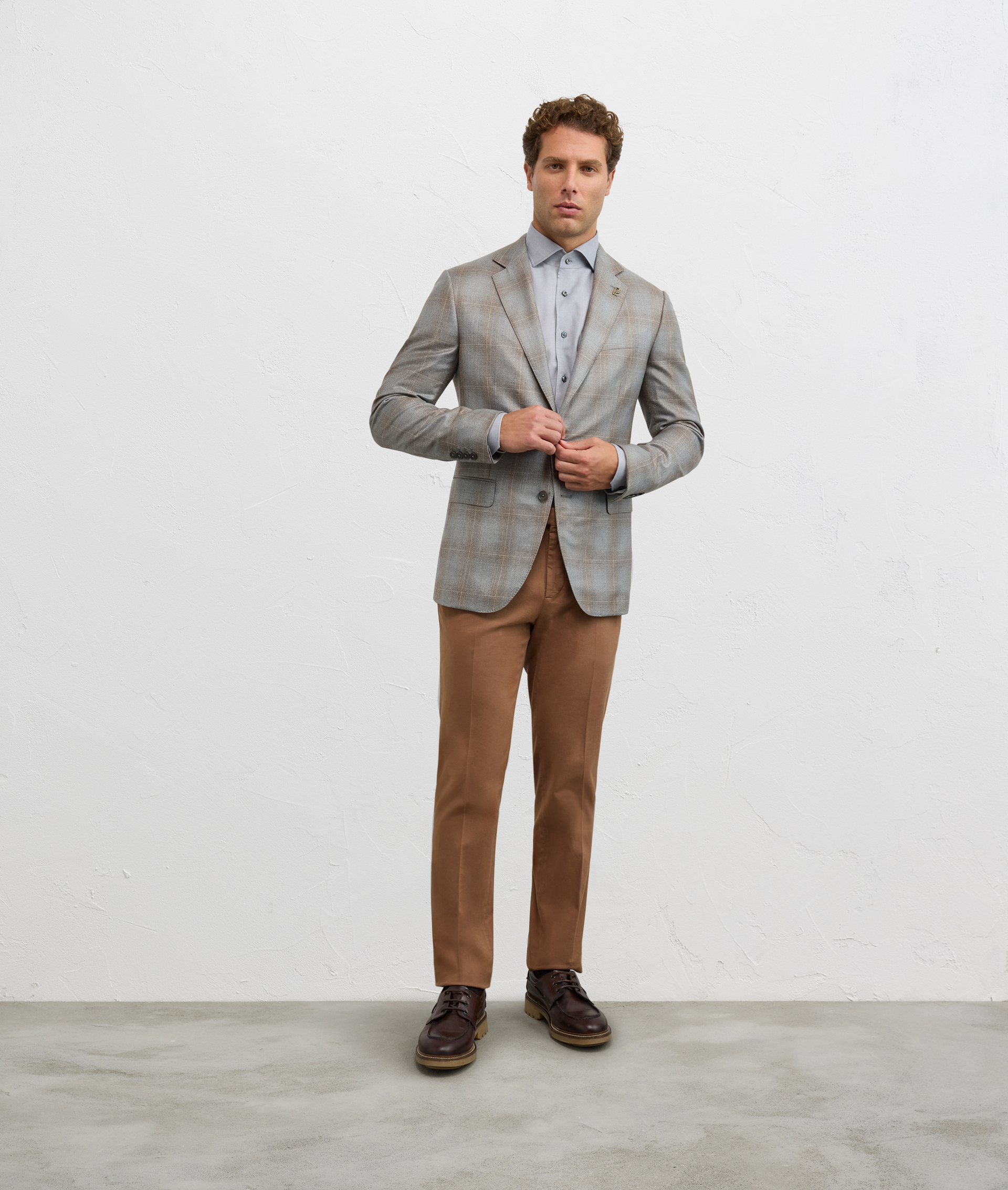 jacket vicenza single breasted half lined in silk and cashmere light grey - Suits and Blazers - Pal Zileri | Official Website