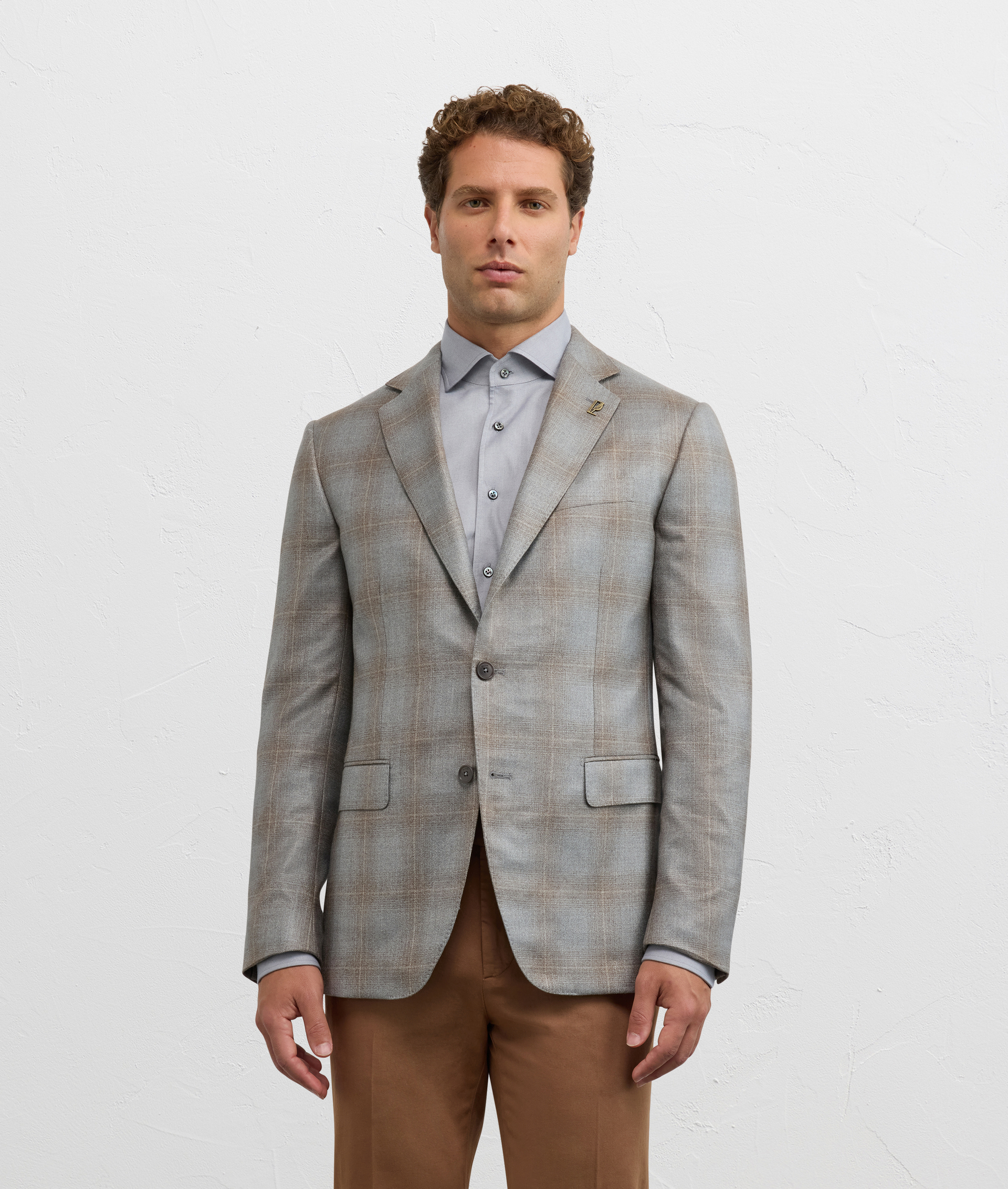 jacket vicenza single breasted half lined in silk and cashmere light grey - Pal Zileri | Official Website