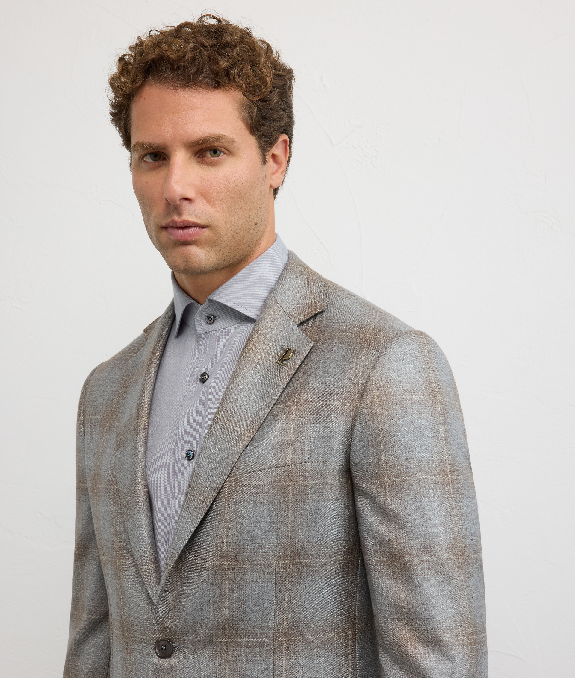 jacket vicenza single breasted half lined in silk and cashmere light grey - Pal Zileri | Official Website
