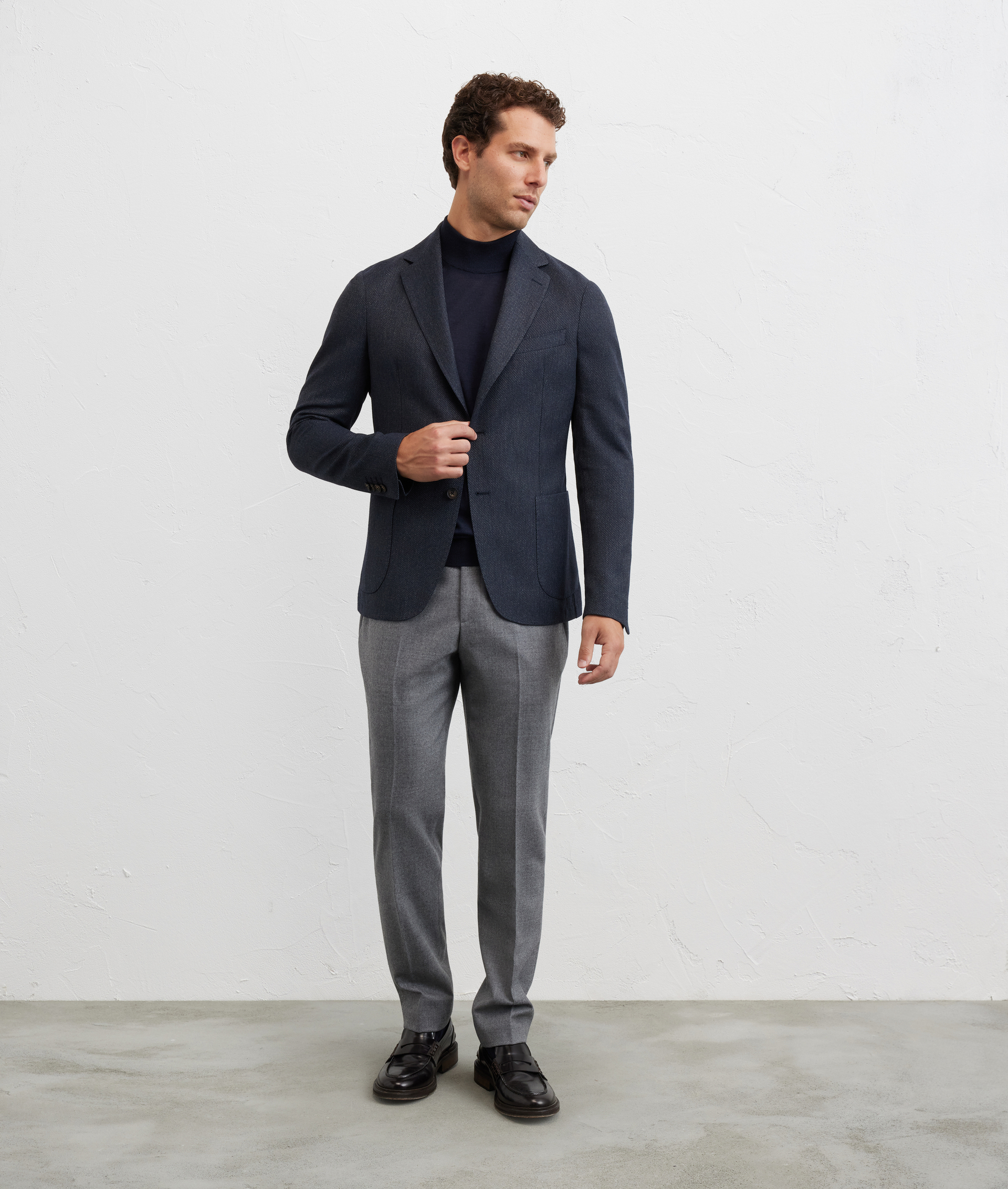 navy blue casual jacket with applied pockets in cavalry effect fabric - Pal Zileri | Official Website