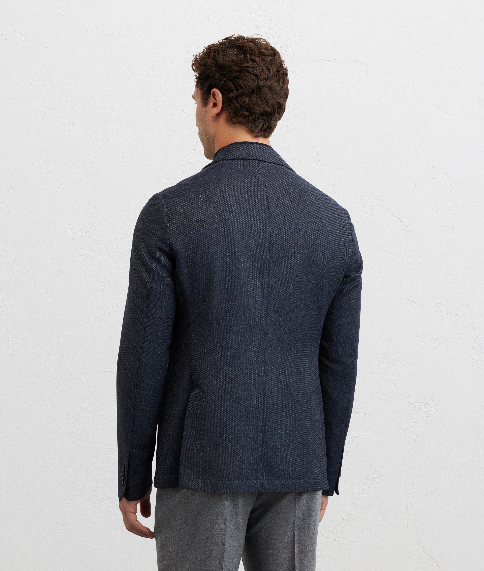 navy blue casual jacket with applied pockets in cavalry effect fabric - Pal Zileri | Official Website