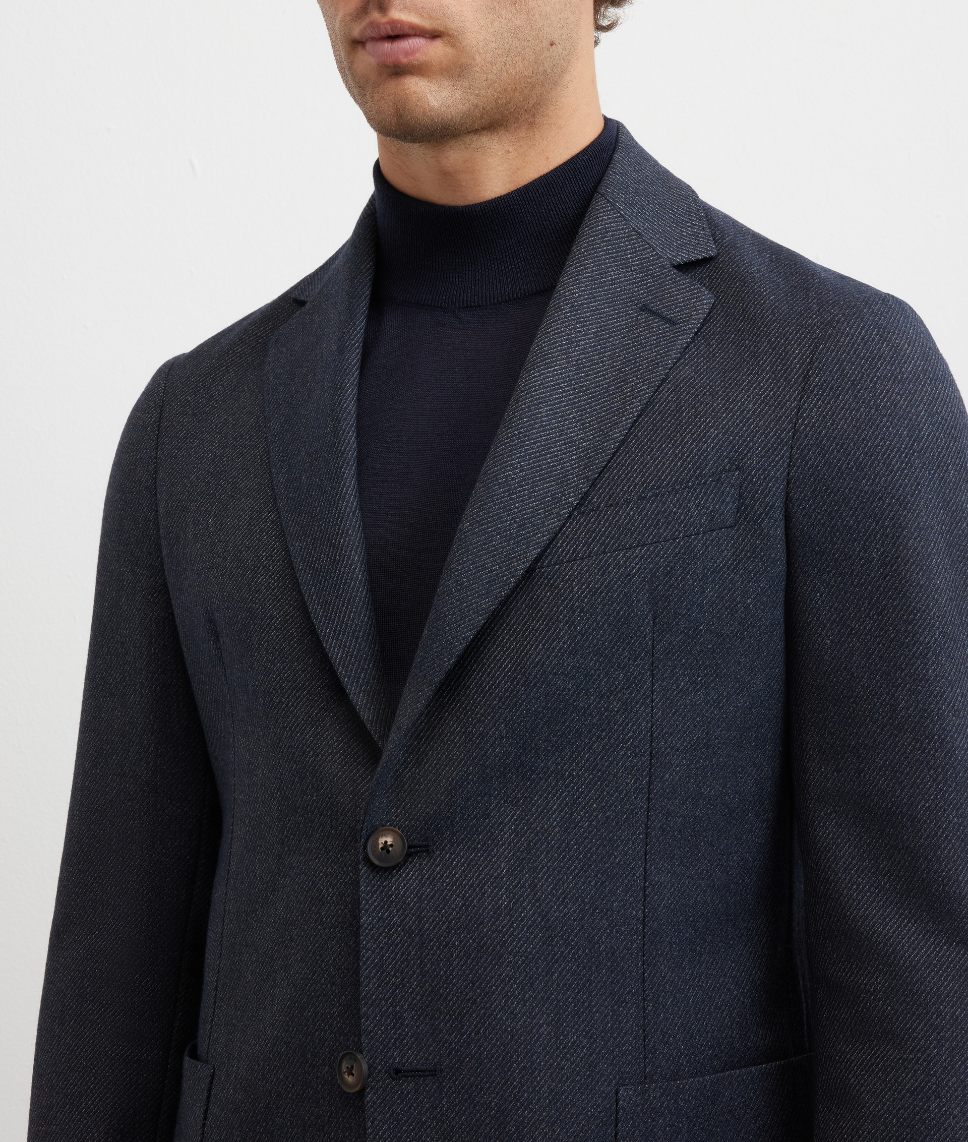 navy blue casual jacket with applied pockets in cavalry effect fabric - Pal Zileri | Official Website