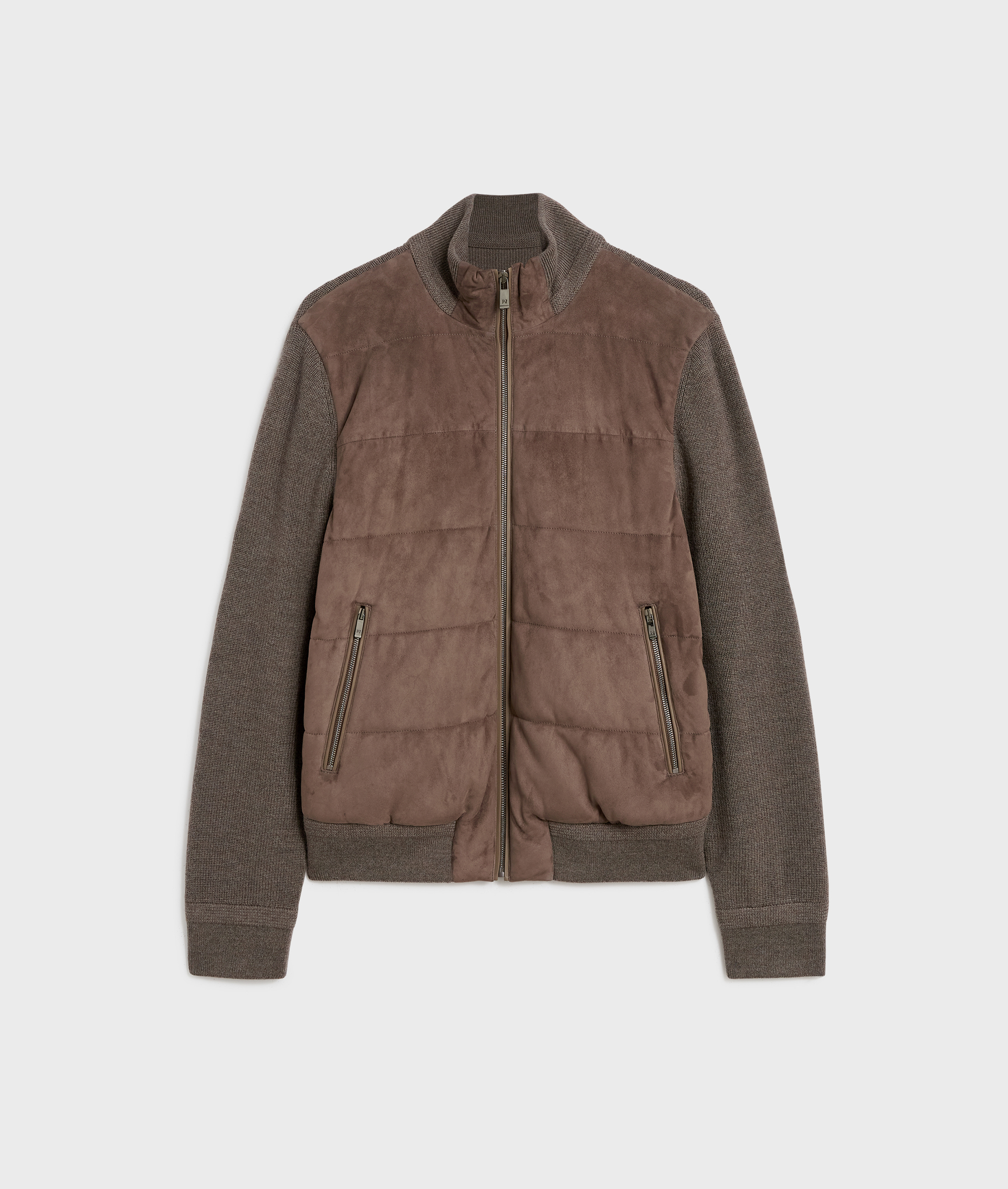 blouson con maniche e schiena lavorata a maglia in pura pelle di capra marrone - Capispalla - Pal Zileri | Official Website