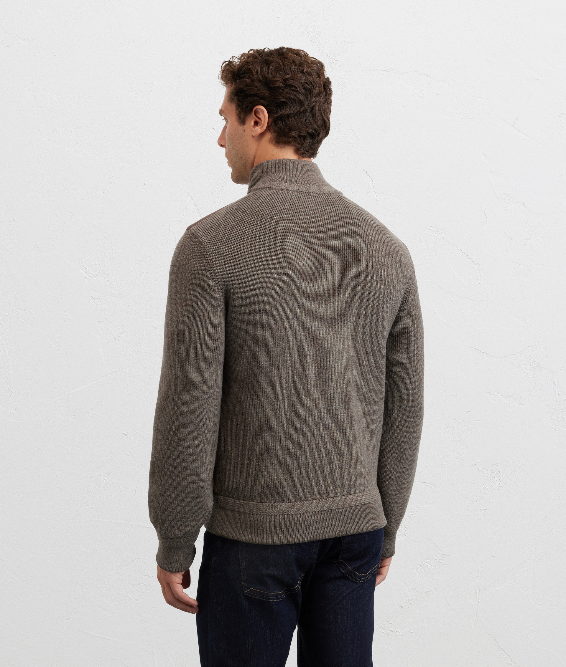 blouson with sleeves and back crafted in knit pure brown goat leather - Pal Zileri | Official Website
