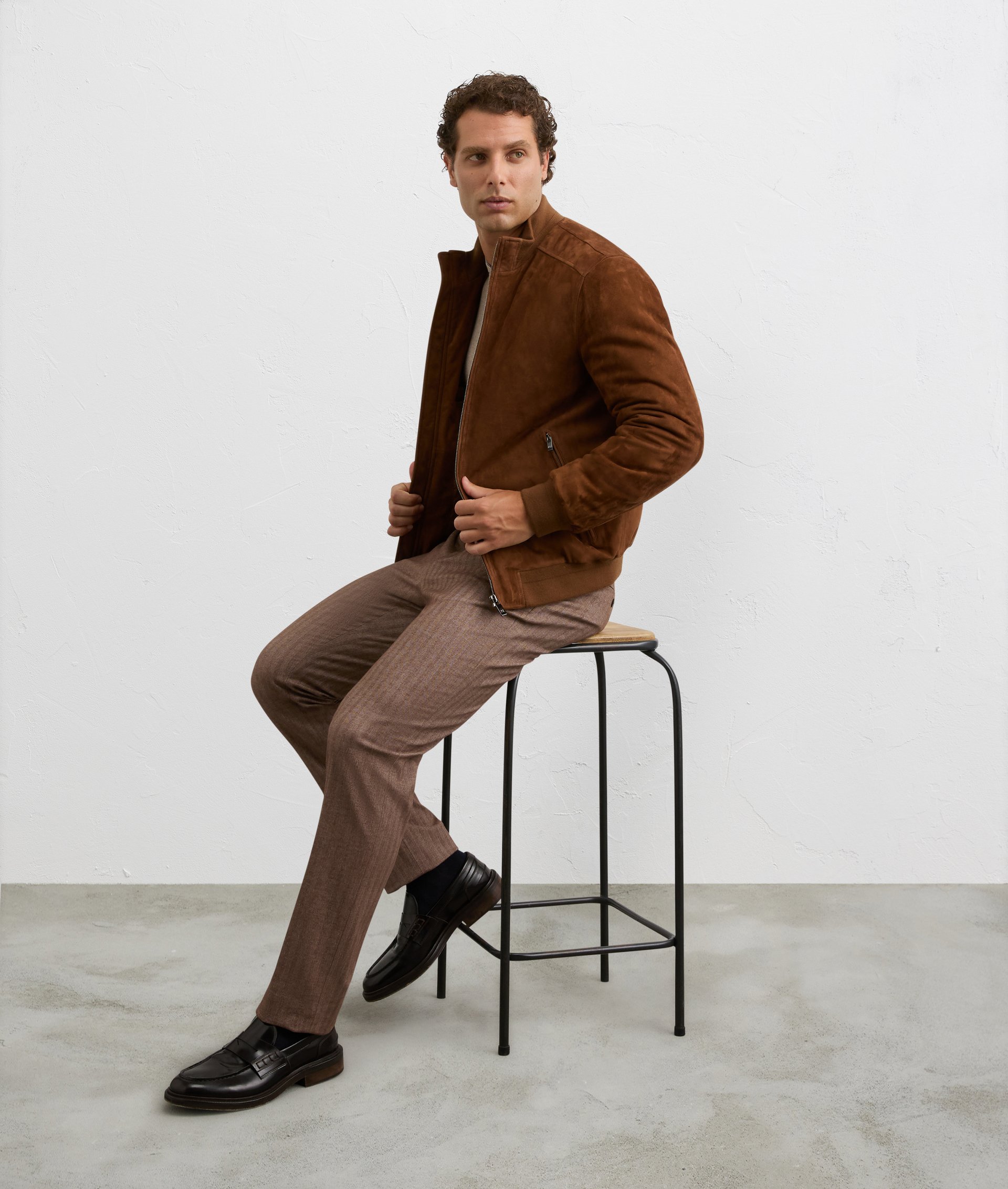 brown blouson in lightweight padded goat suede | Pal Zileri