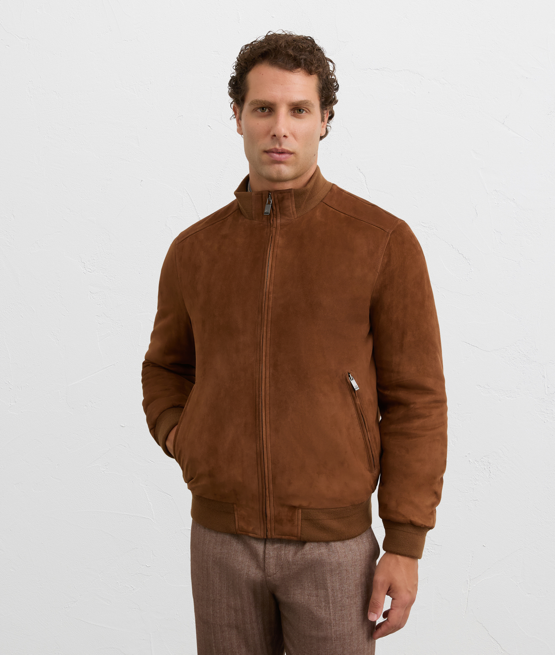 brown blouson in lightweight padded goat suede | Pal Zileri