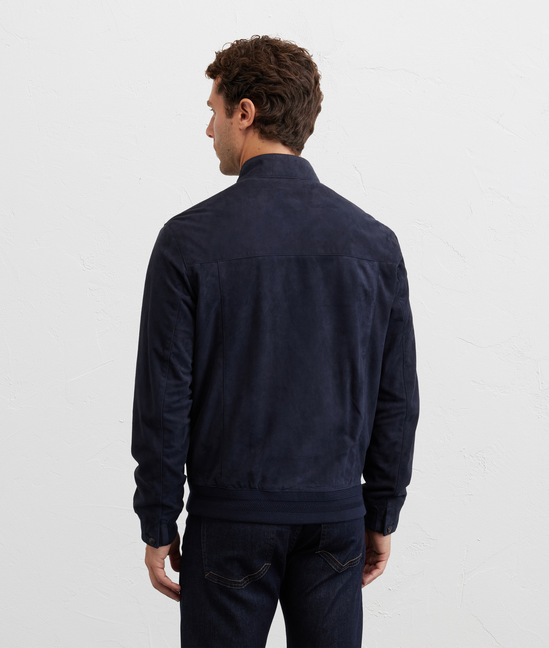 blouson interamente foderato in pura pelle di capra blu navy - Pal Zileri | Official Website