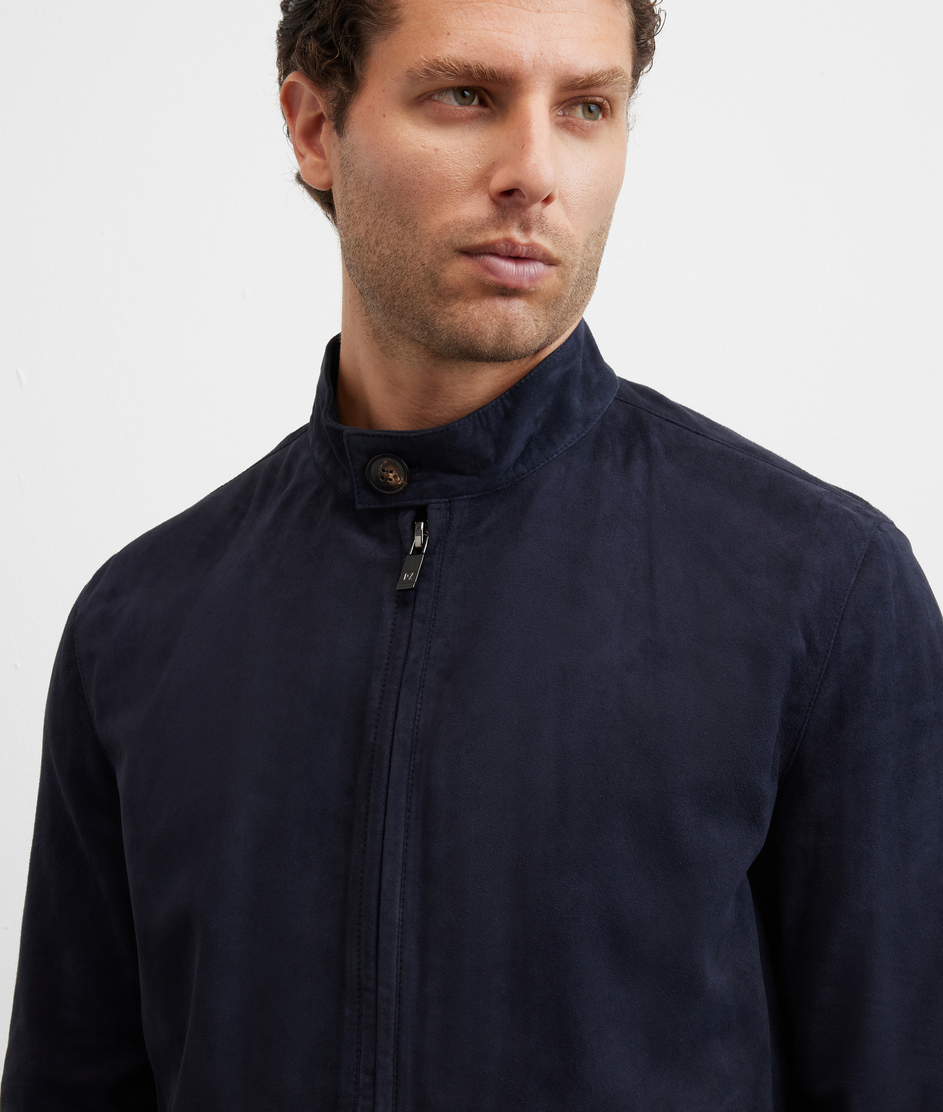 blouson interamente foderato in pura pelle di capra blu navy - Pal Zileri | Official Website