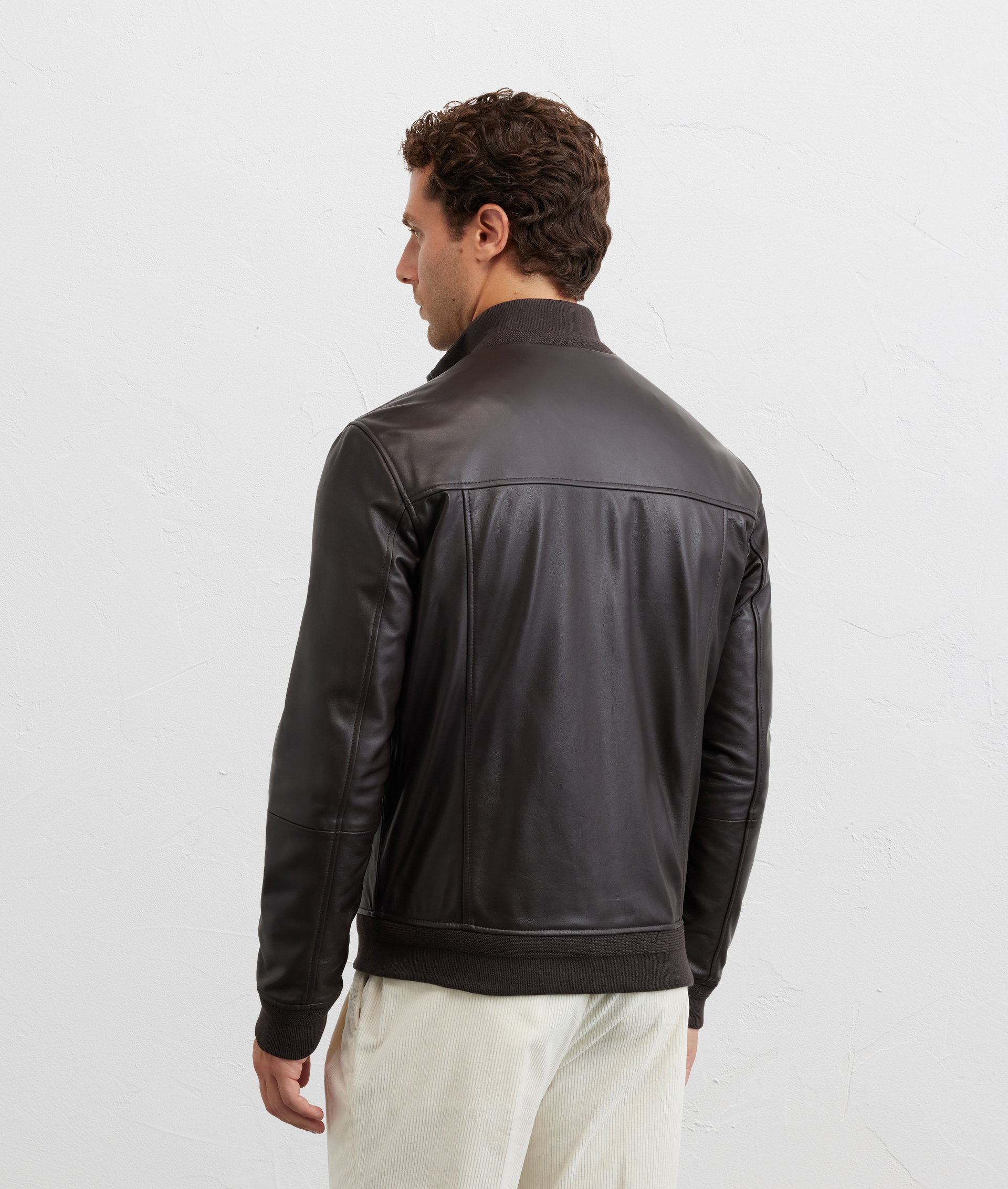 blouson interamente foderato e collo stand up in pelle di agnello - Pal Zileri | Official Website
