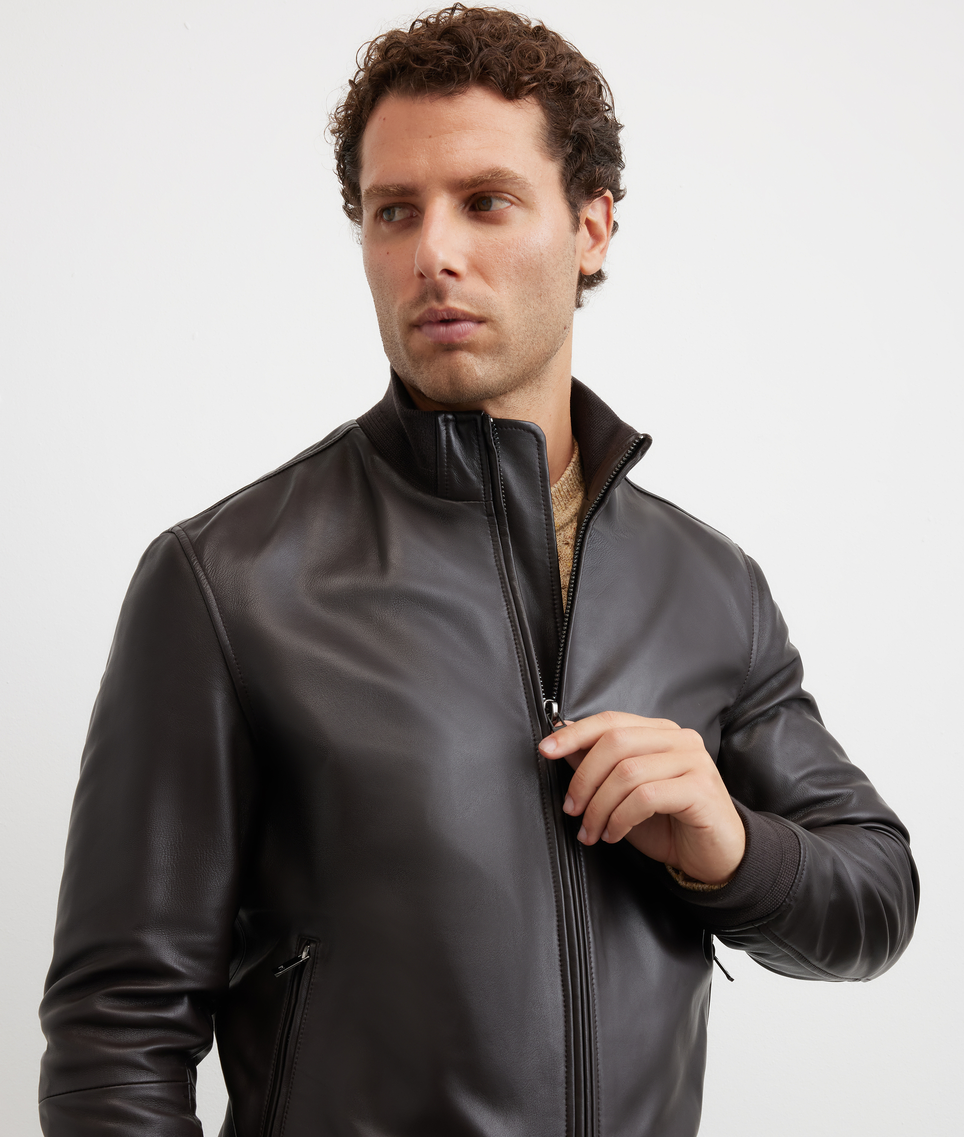 blouson interamente foderato e collo stand up in pelle di agnello - Pal Zileri | Official Website