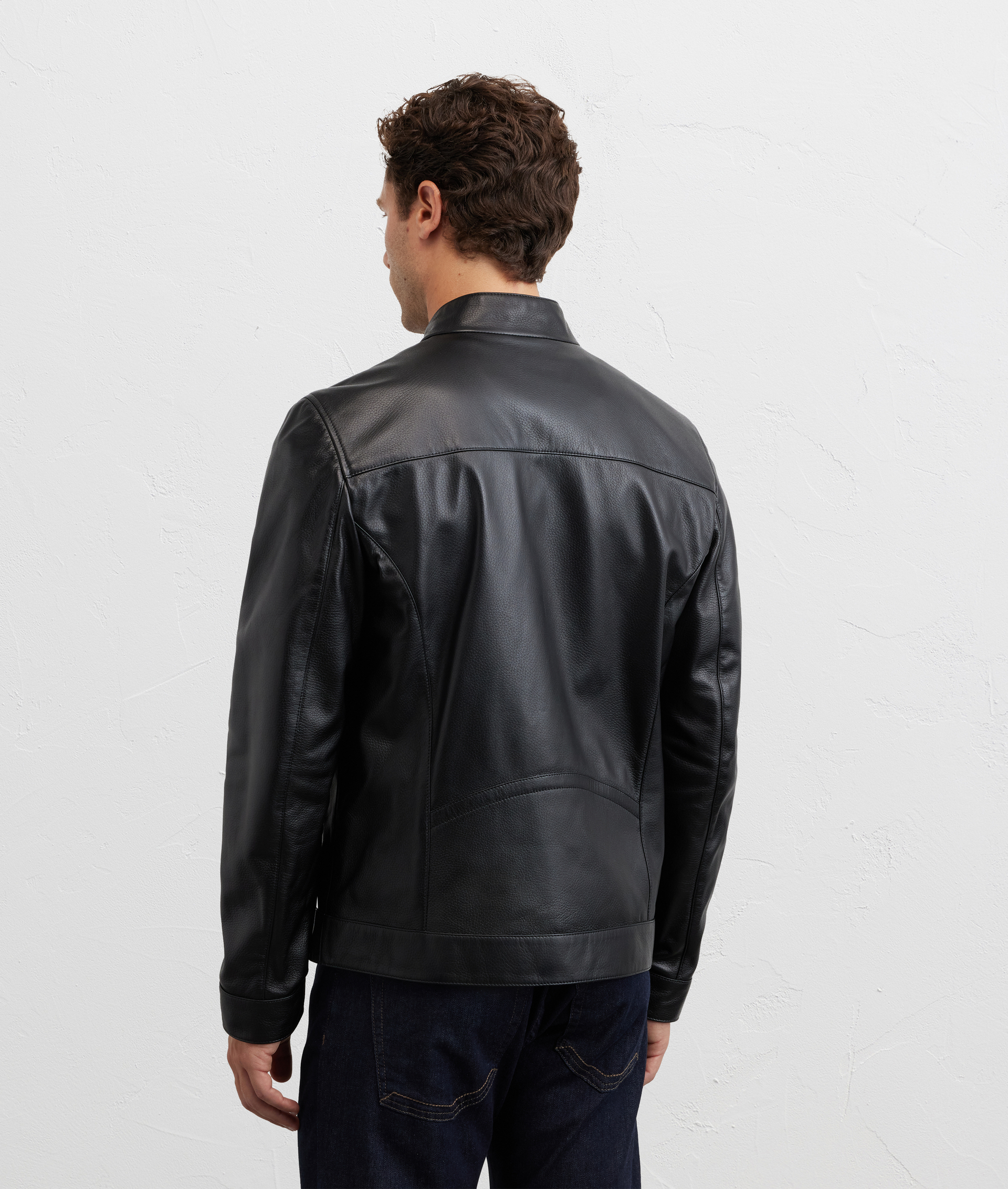 giacca biker in pelle di agnello nera - Pal Zileri | Official Website