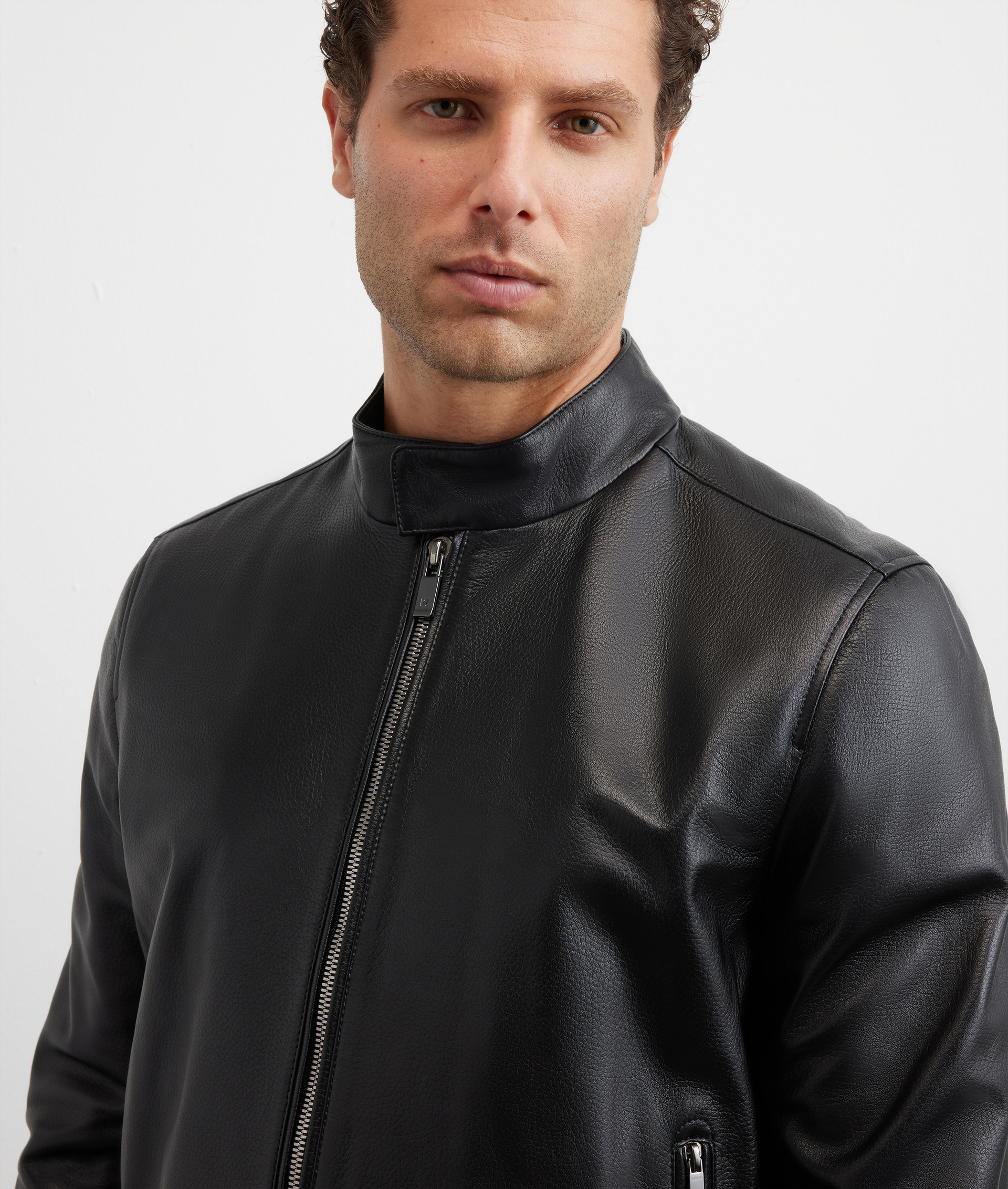 giacca biker in pelle di agnello nera - Pal Zileri | Official Website