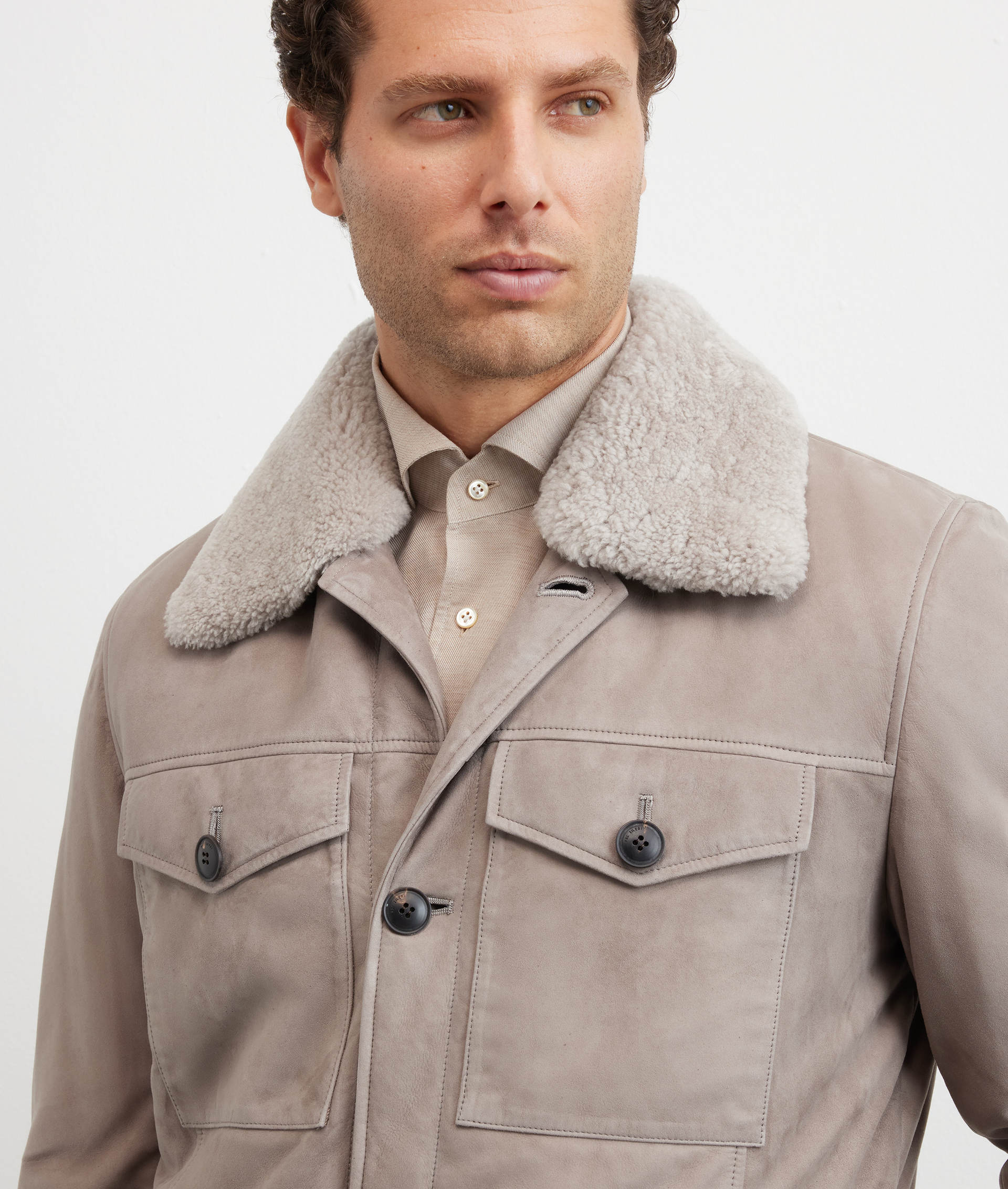 field jacket four applied button pockets in natural lambskin leather - Pal Zileri | Official Website