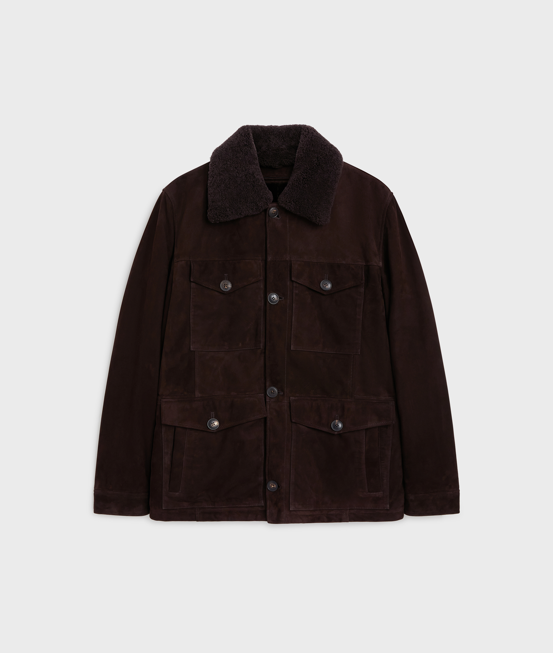 field jacket quattro tasche applicate a bottone in pelle di agnello marrone - Pal Zileri | Official Website
