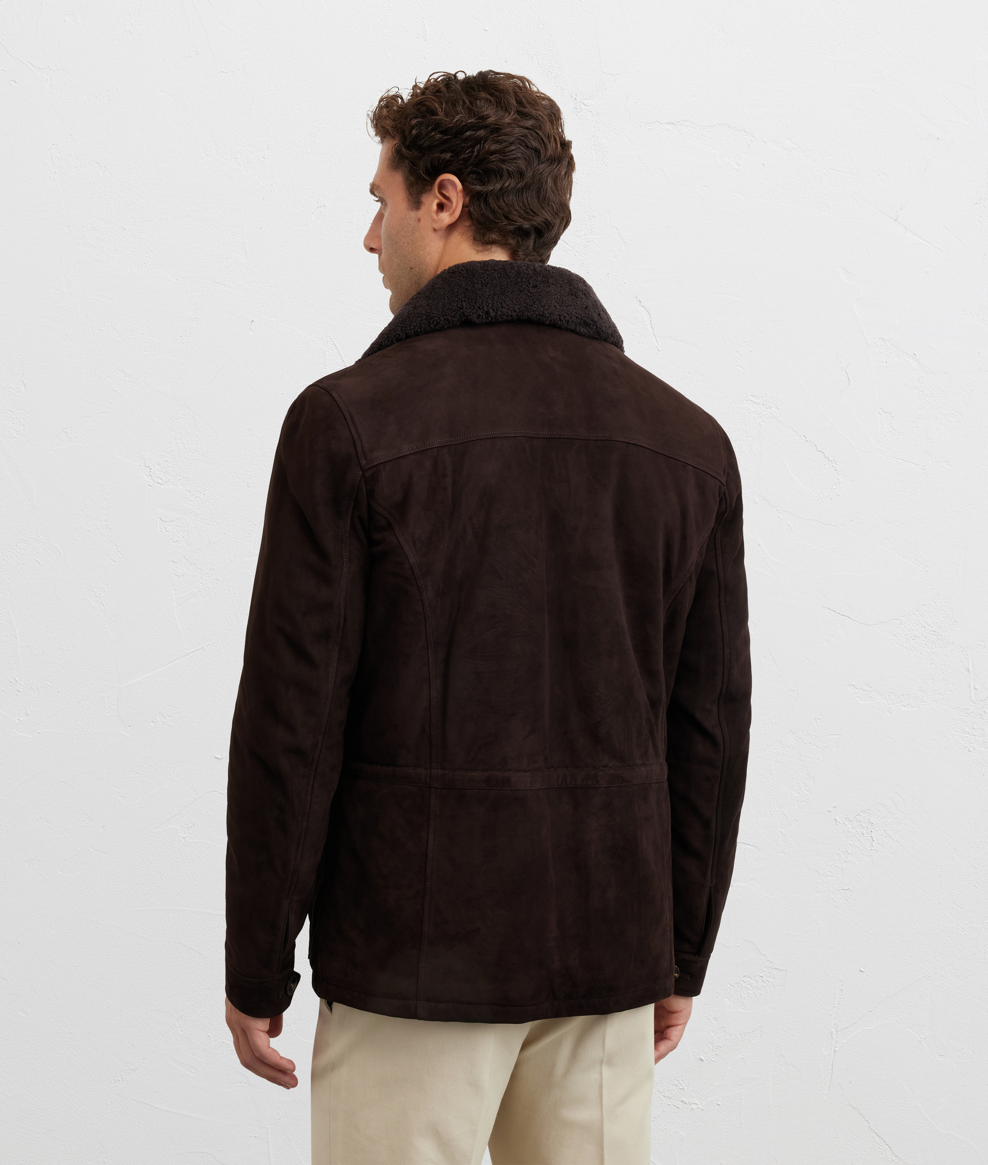 field jacket quattro tasche applicate a bottone in pelle di agnello marrone - Pal Zileri | Official Website