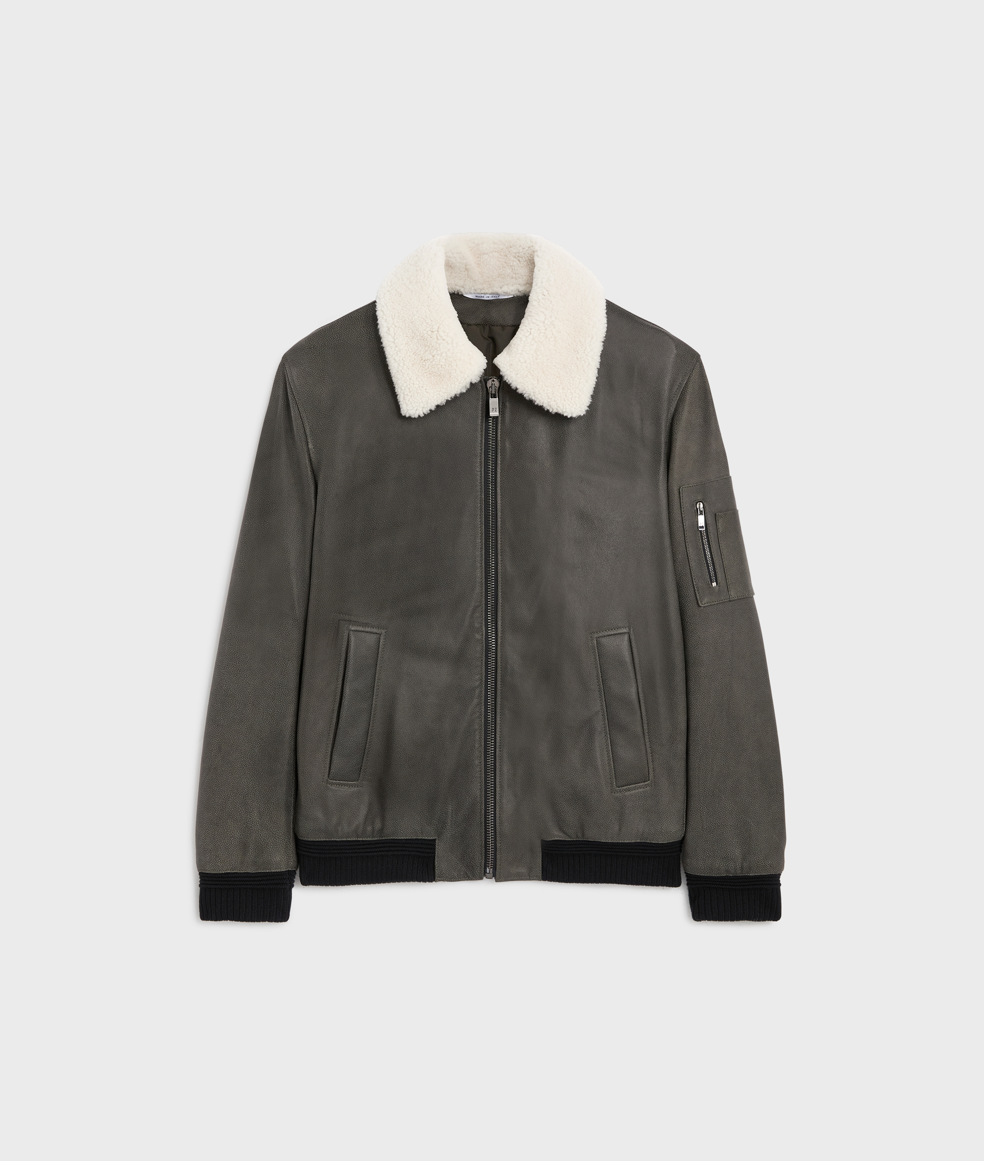 men aviator jacket in green lambskin leather - Outerwear - Pal Zileri | Official Website