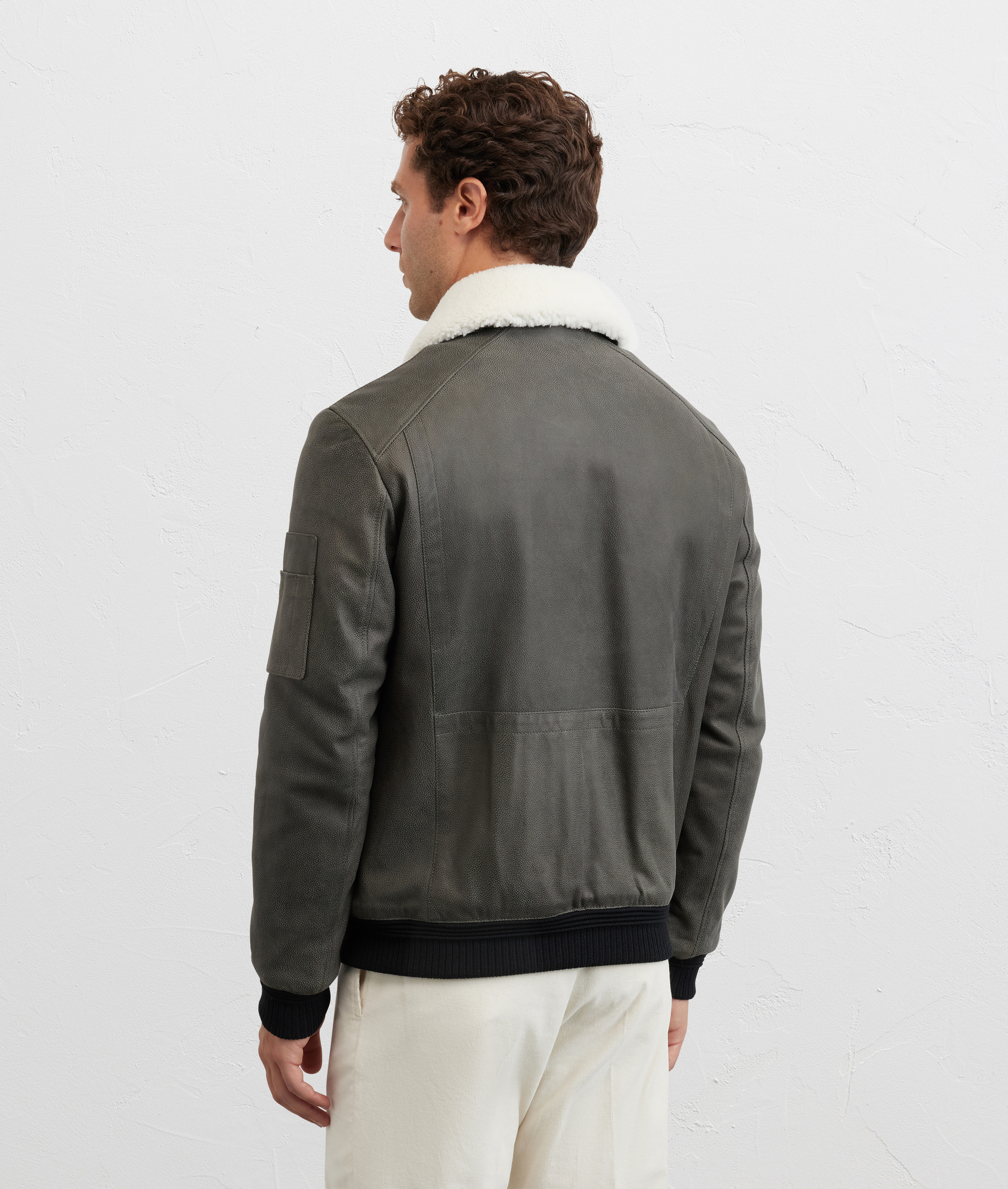 men aviator jacket in green lambskin leather - Pal Zileri | Official Website