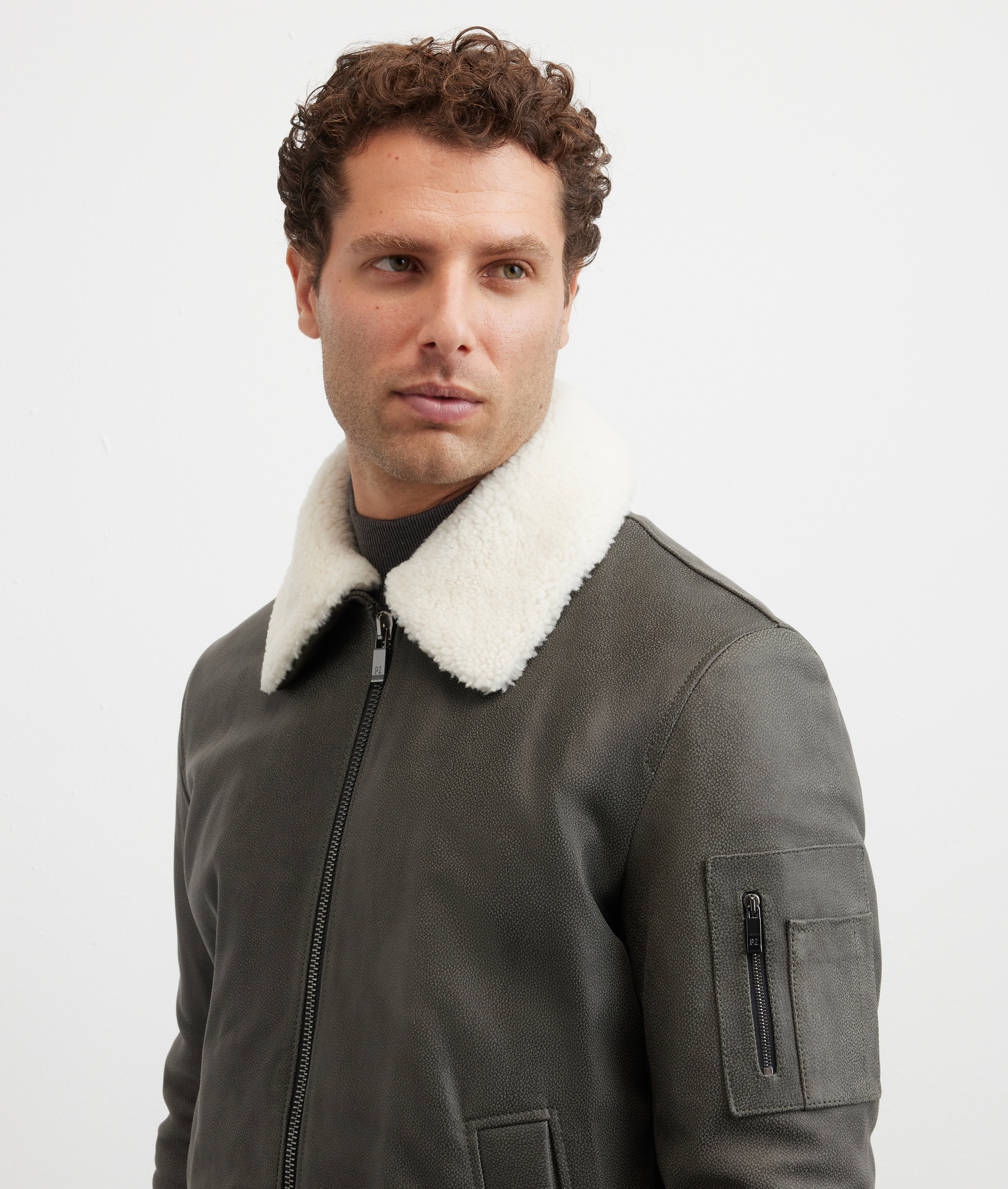 men aviator jacket in green lambskin leather - Pal Zileri | Official Website