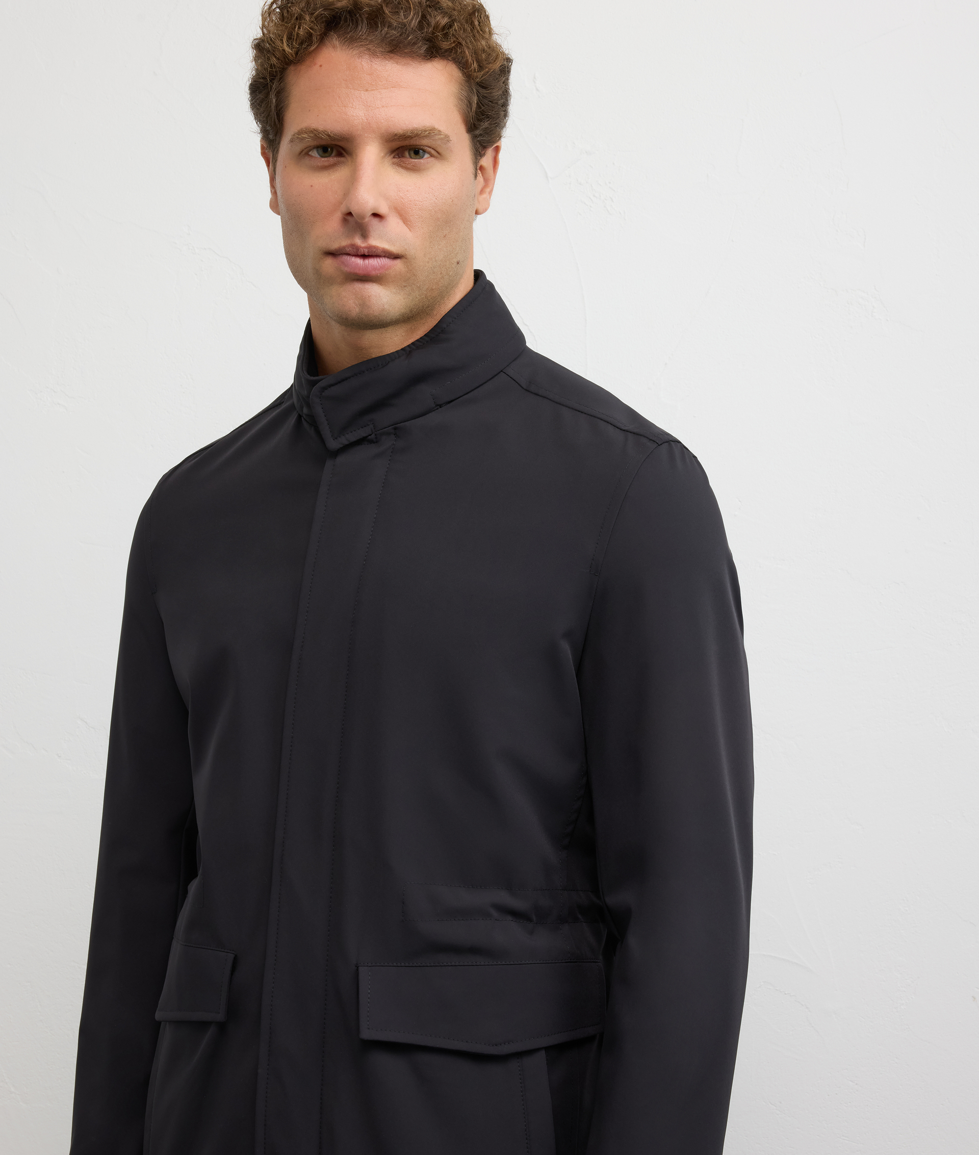 black field jacket lined in nylon and elastane regular fit - Pal Zileri | Official Website