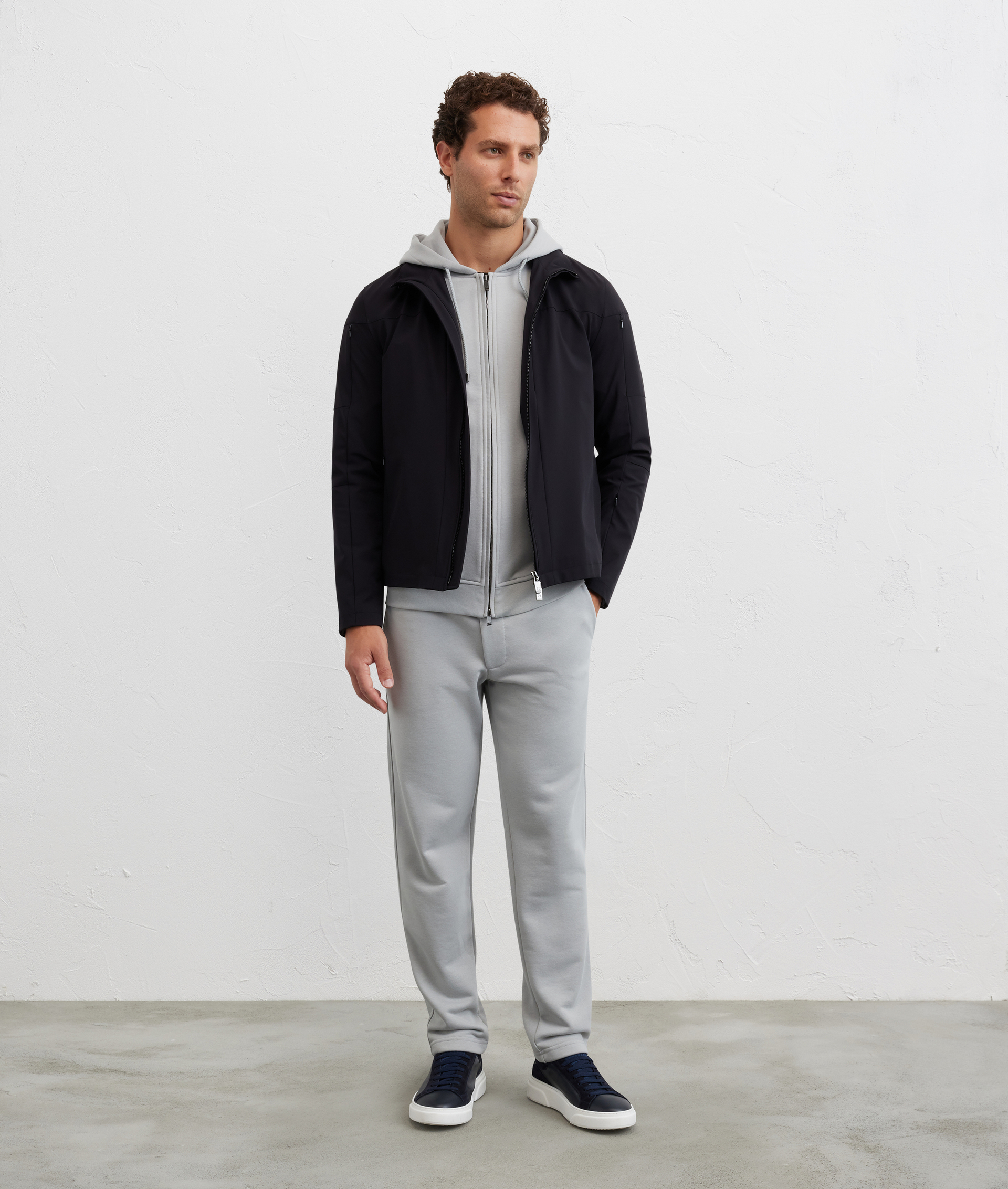 giacca casual con collo stand up nera in nylon ed elastane - Capispalla - Pal Zileri | Official Website