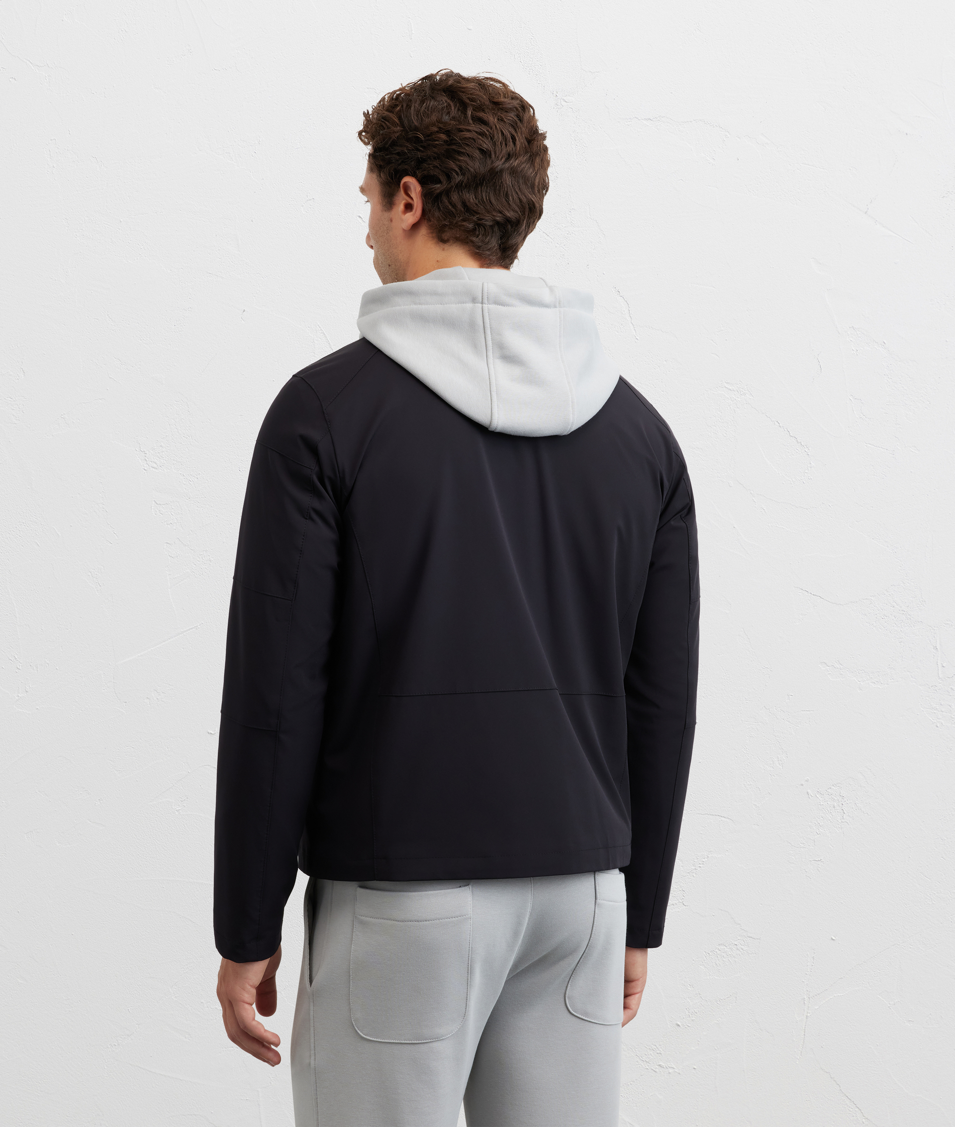 casual jacket with black stand up collar in polyamide and elastane - Pal Zileri | Official Website