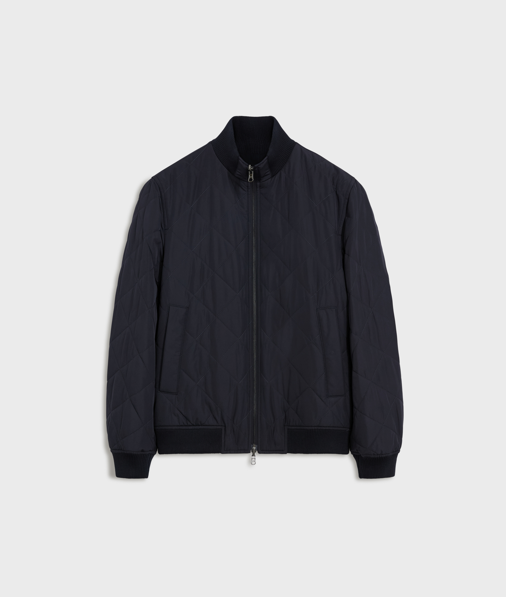 reversible navy blue bomber jacket with matte nylon and wool effect in polyester | Pal Zileri