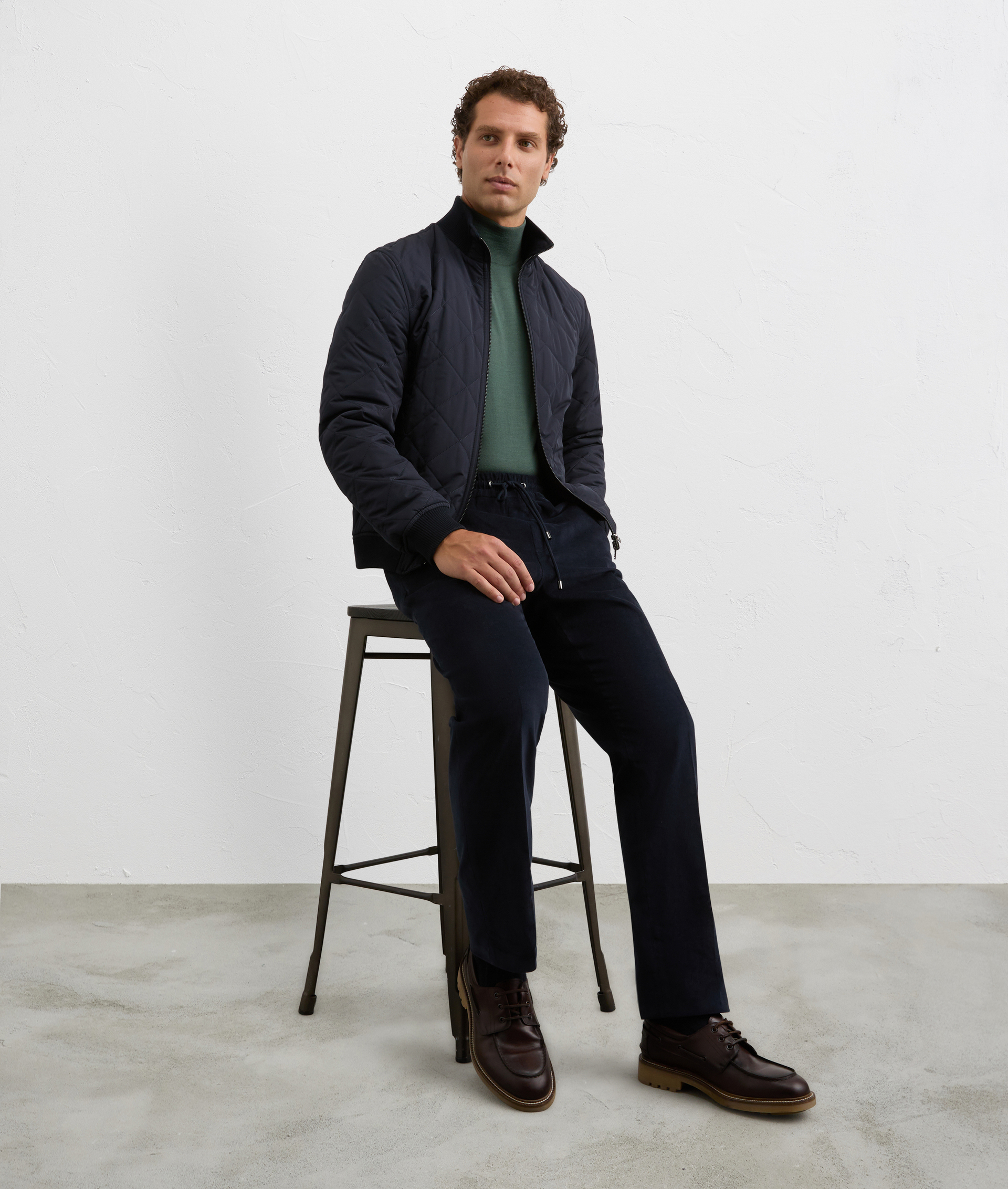 reversible navy blue bomber jacket with matte nylon and wool effect in polyester | Pal Zileri