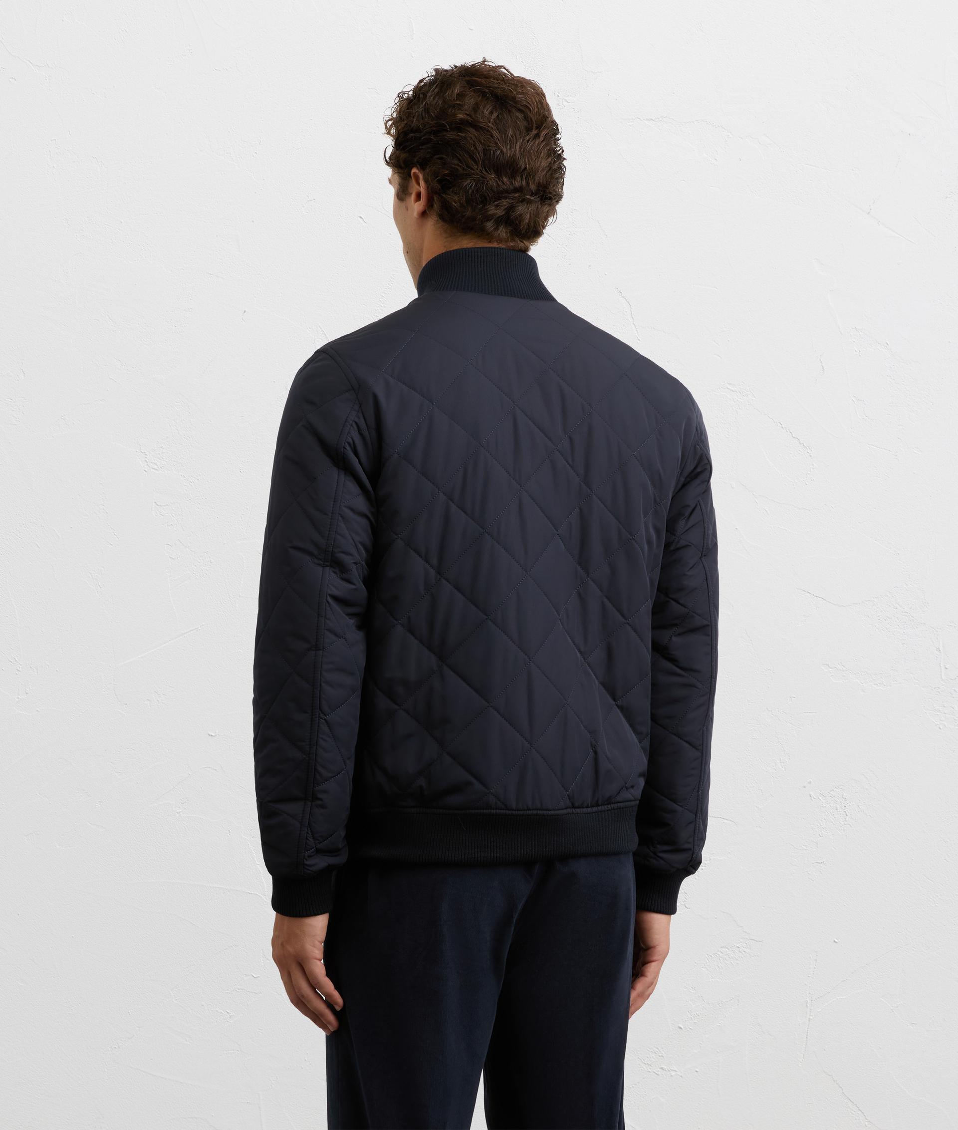 reversible navy blue bomber jacket with matte nylon and wool effect in polyester | Pal Zileri