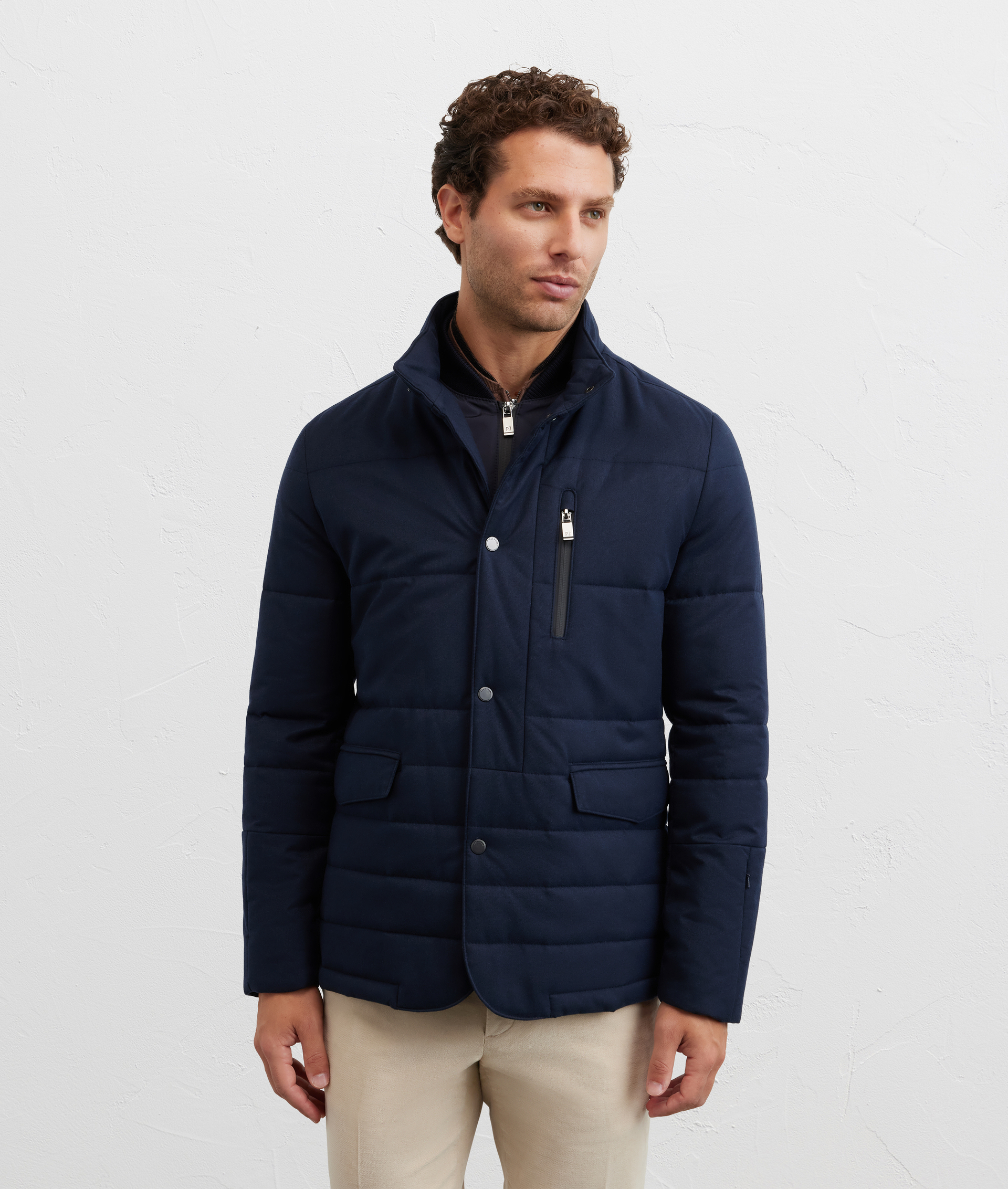 scooter jacket in polyester with stand up collar navy blue - Pal Zileri | Official Website
