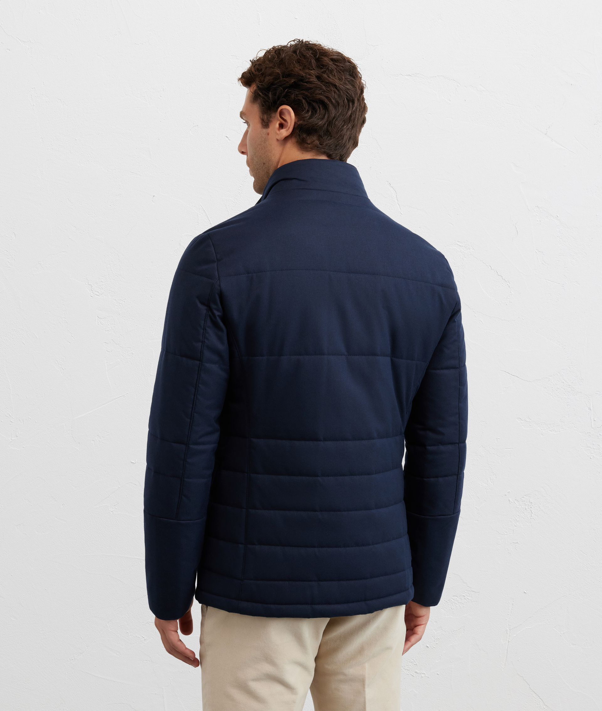scooter jacket in polyester with stand up collar navy blue - Pal Zileri | Official Website
