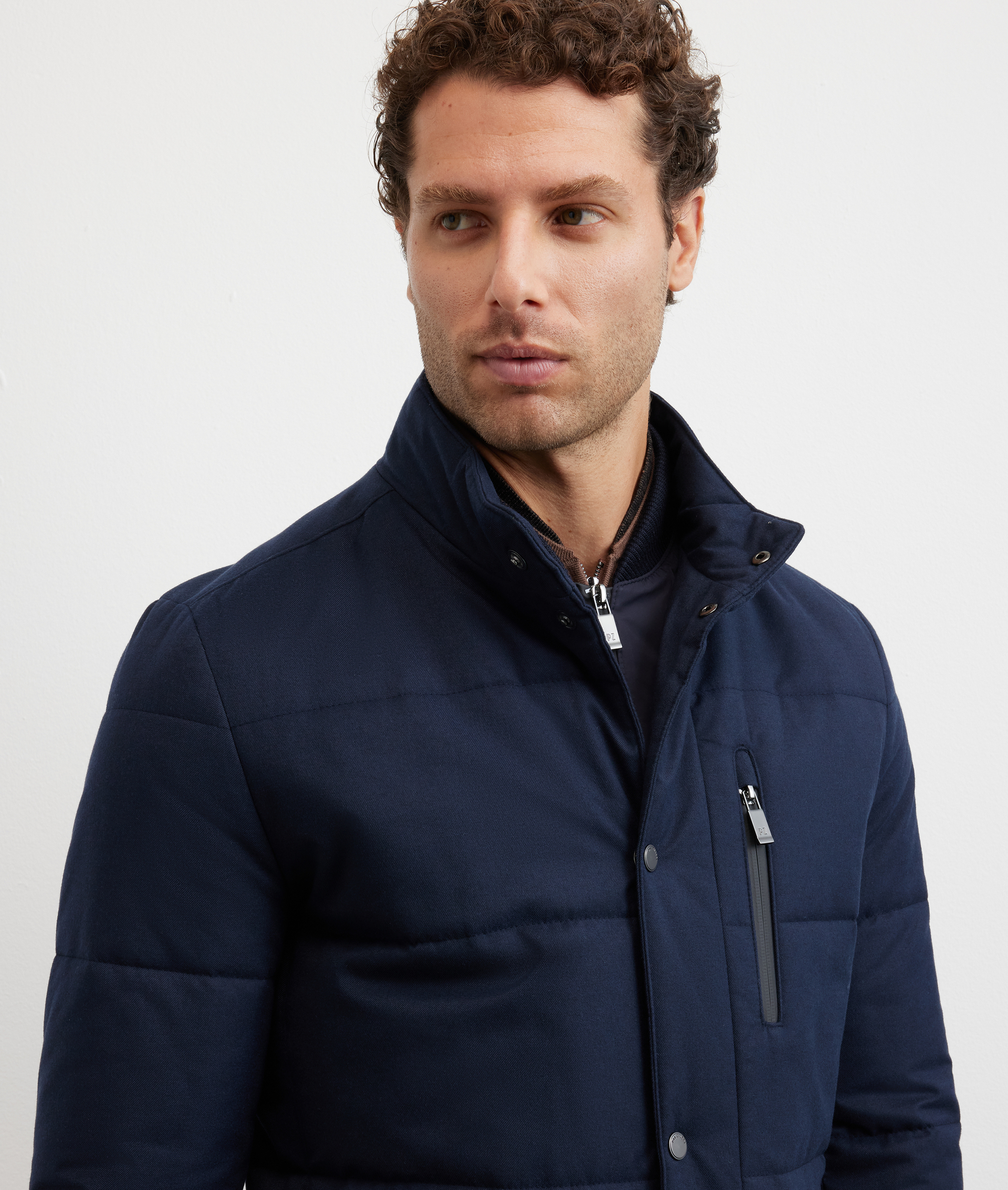 scooter jacket in polyester with stand up collar navy blue - Pal Zileri | Official Website