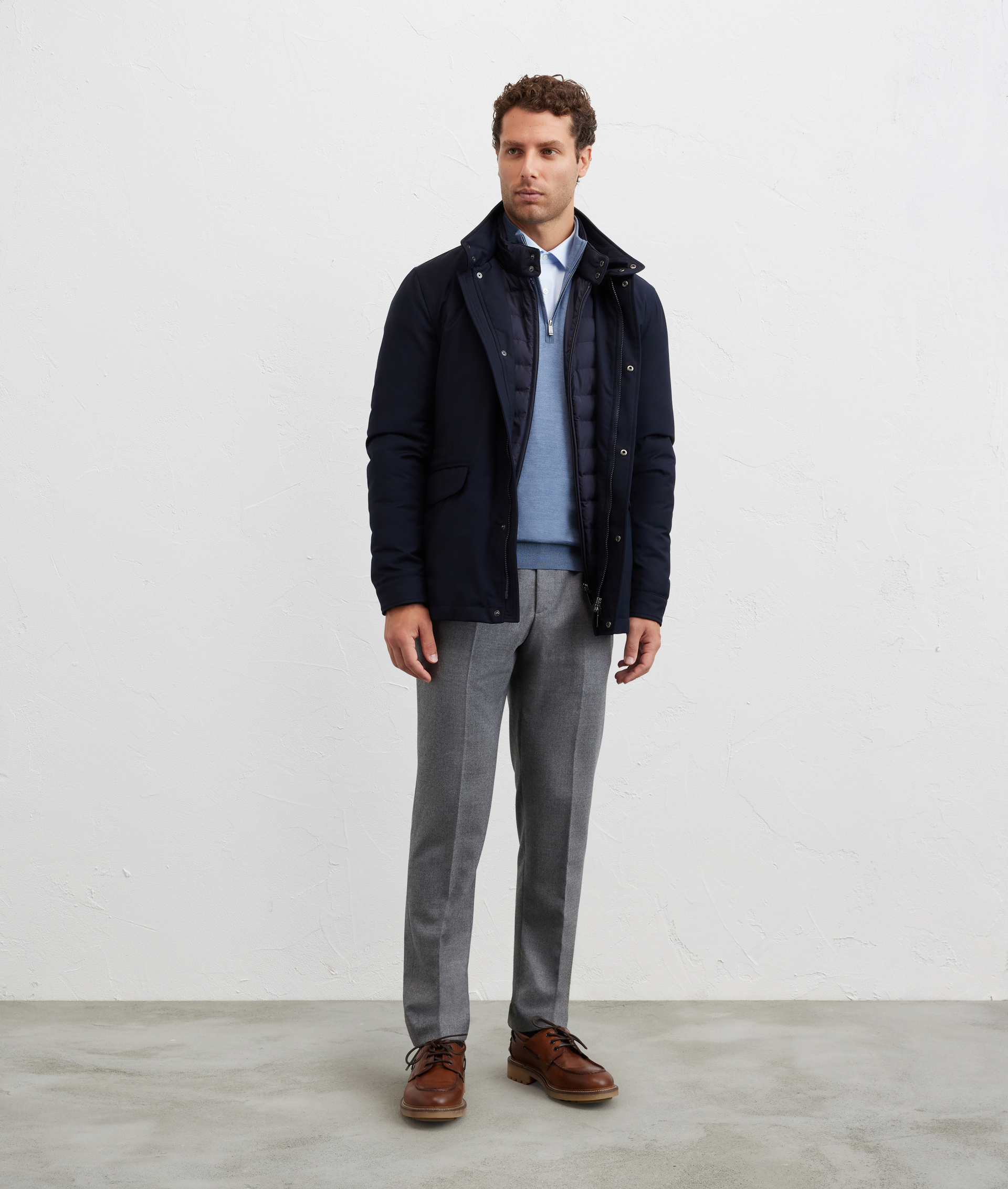 field jacket three in one in navy blue polyester and viscose - Outerwear - Pal Zileri | Official Website