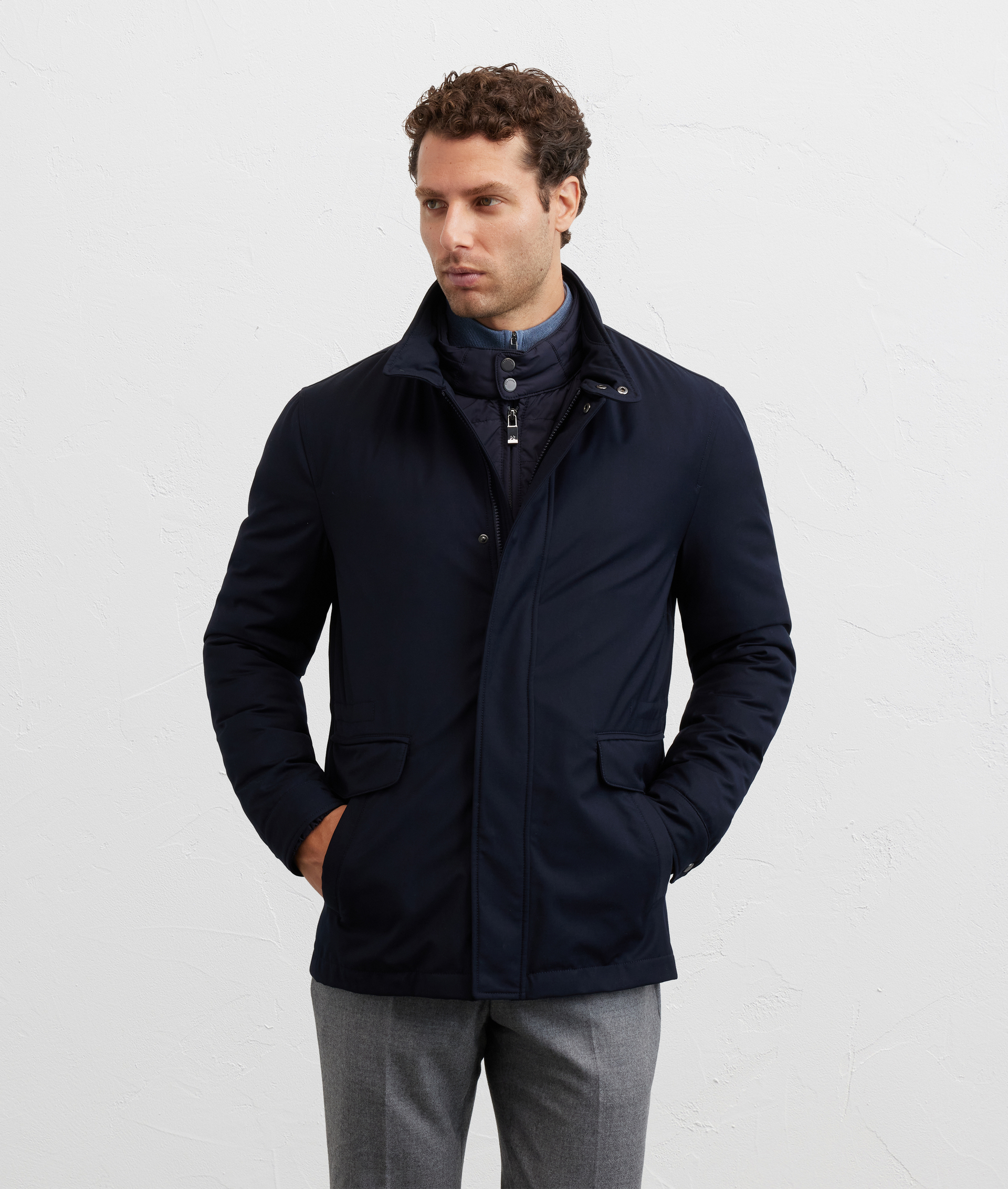 field jacket three in one in navy blue polyester and viscose - Pal Zileri | Official Website